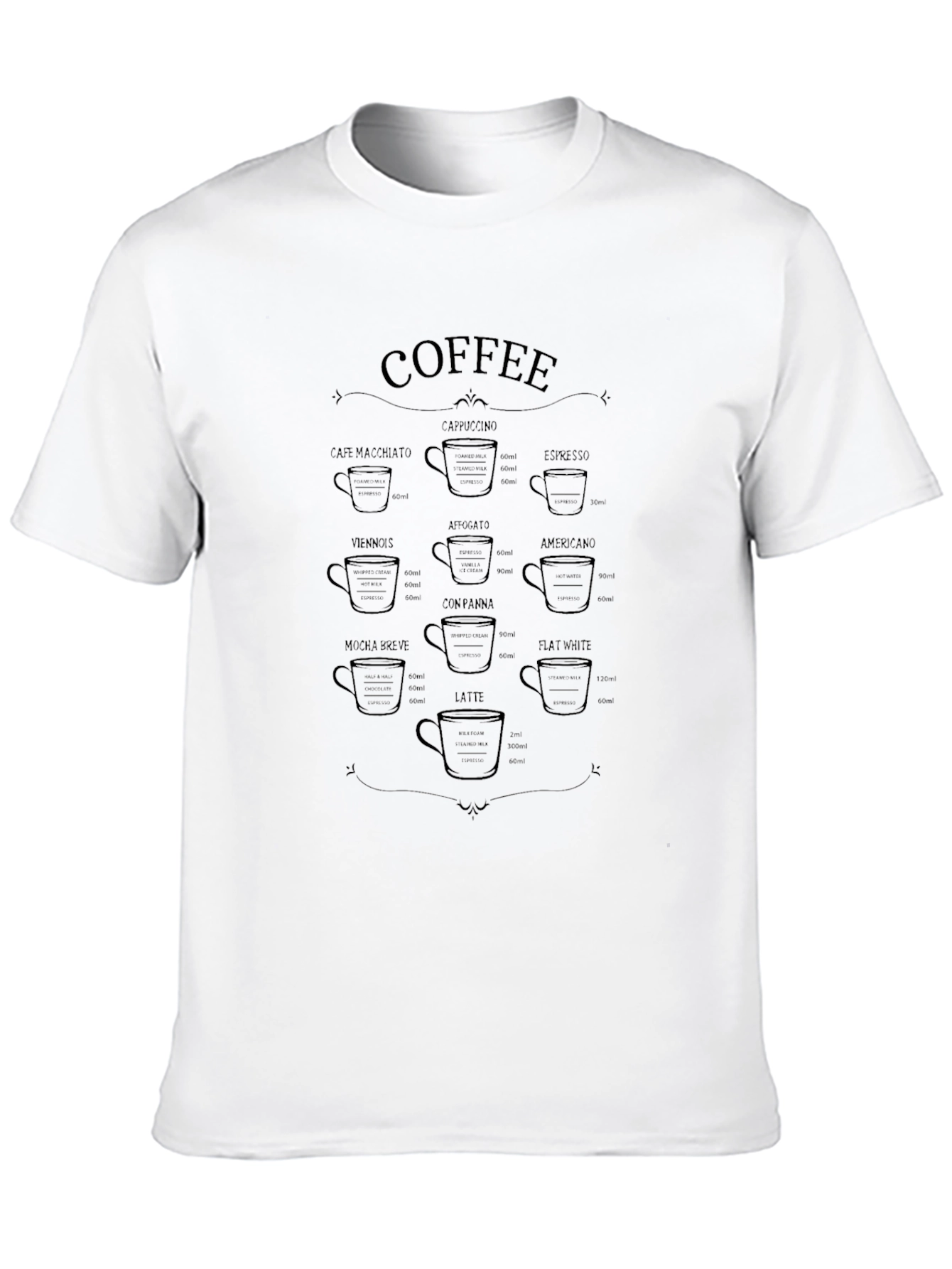 Coffee Drinks Black Graphic T-Shirt