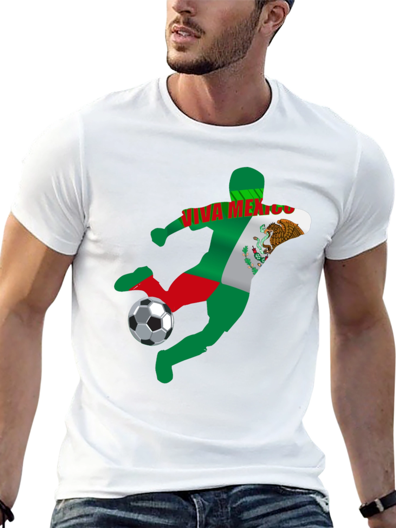 Viva Mexico Soccer T-Shirt - Mens Black Graphic Tee