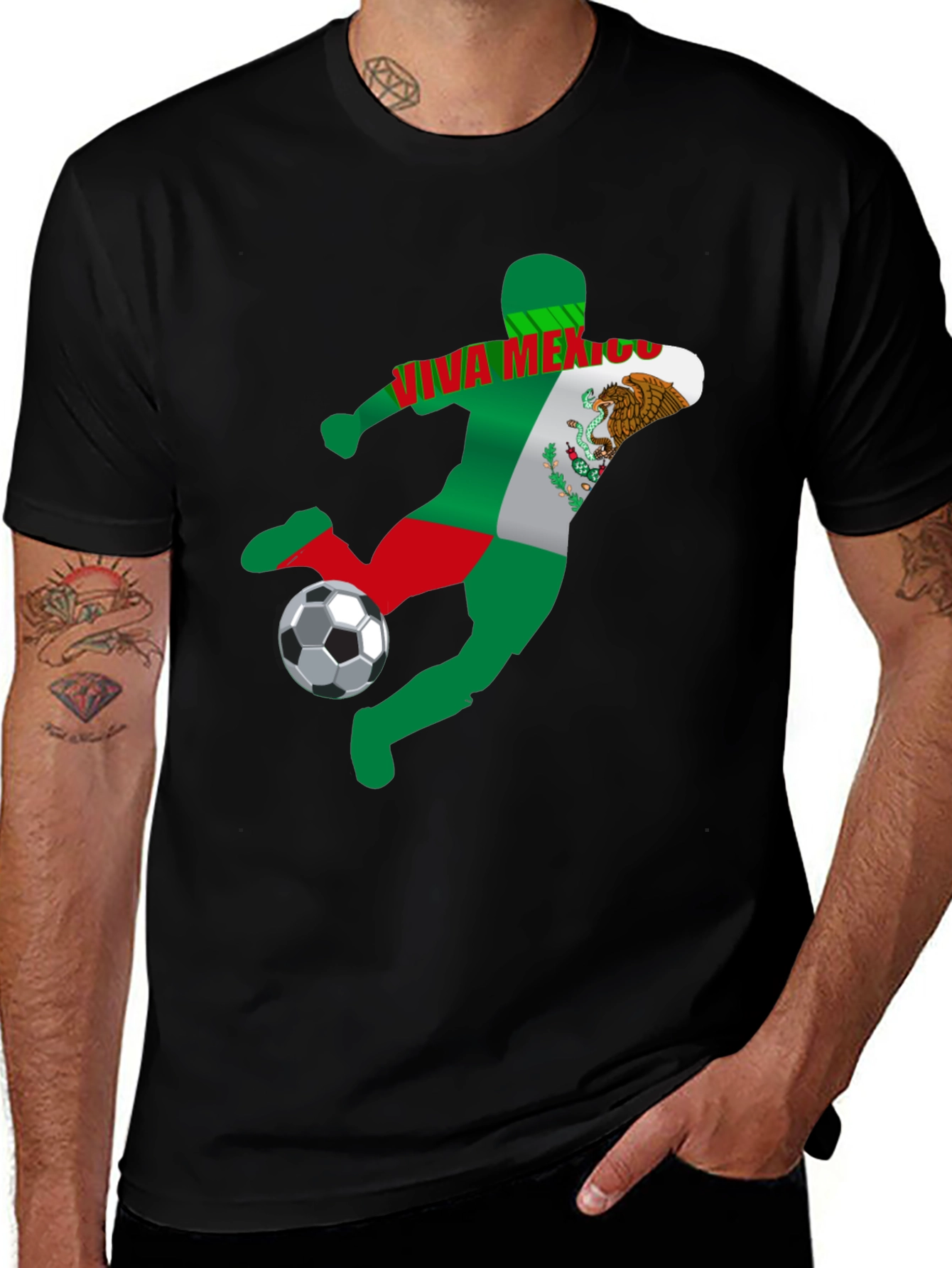Viva Mexico Soccer T-Shirt - Mens Black Graphic Tee
