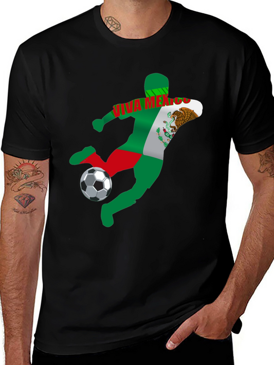 Viva Mexico Soccer T-Shirt - Mens Black Graphic Tee
