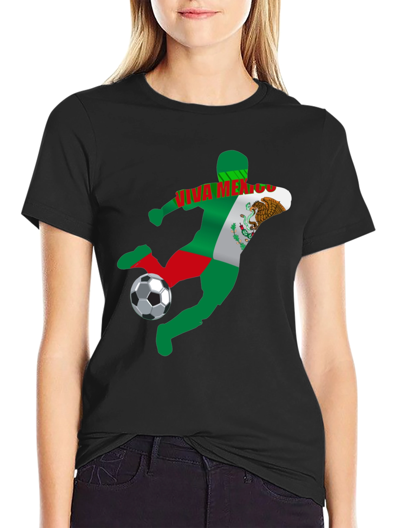 Viva Mexico Soccer T-Shirt - Mens Black Graphic Tee