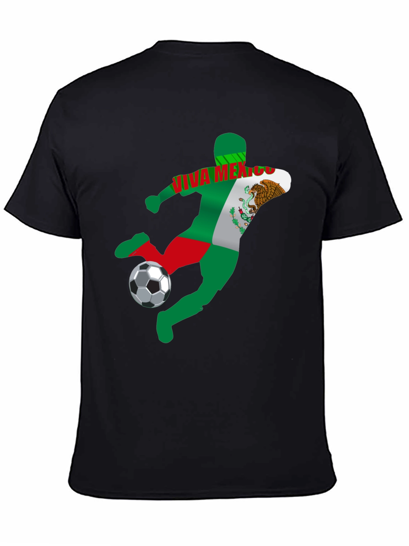 Viva Mexico Soccer T-Shirt - Mens Black Graphic Tee