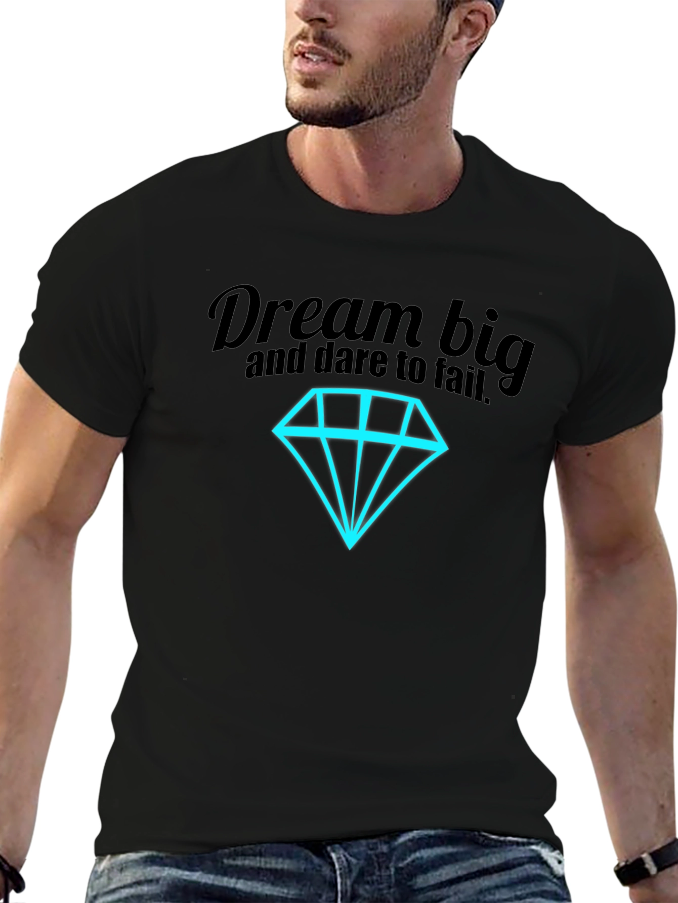 Dream Big Graphic Tee - Black Cotton Shirt