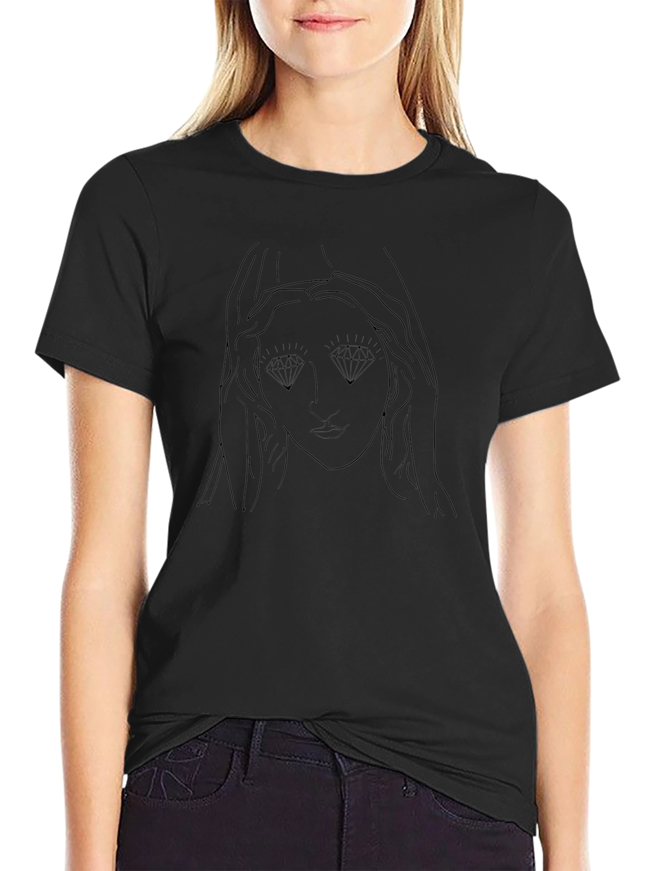 Diamond Eyes Graphic Tee - Modern Black T-Shirt