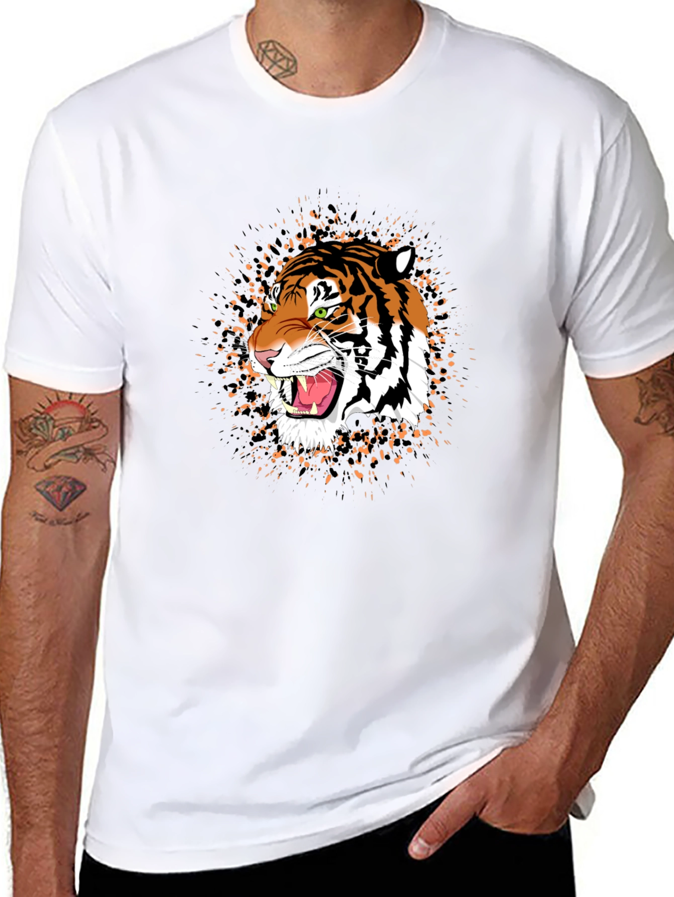 Tiger Graphic Black T-Shirt - Bold Animal Print Tee