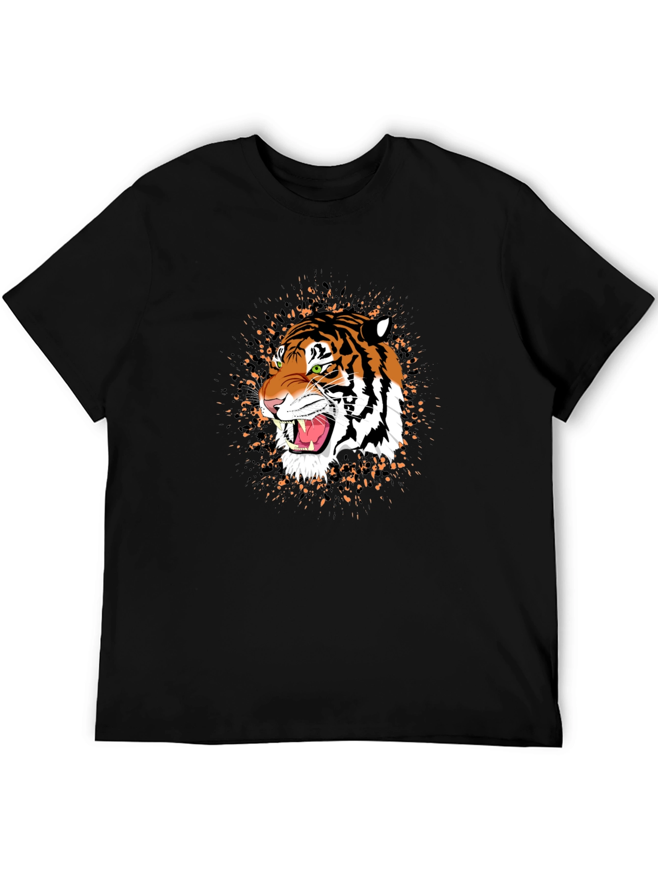 Tiger Graphic Black T-Shirt - Bold Animal Print Tee