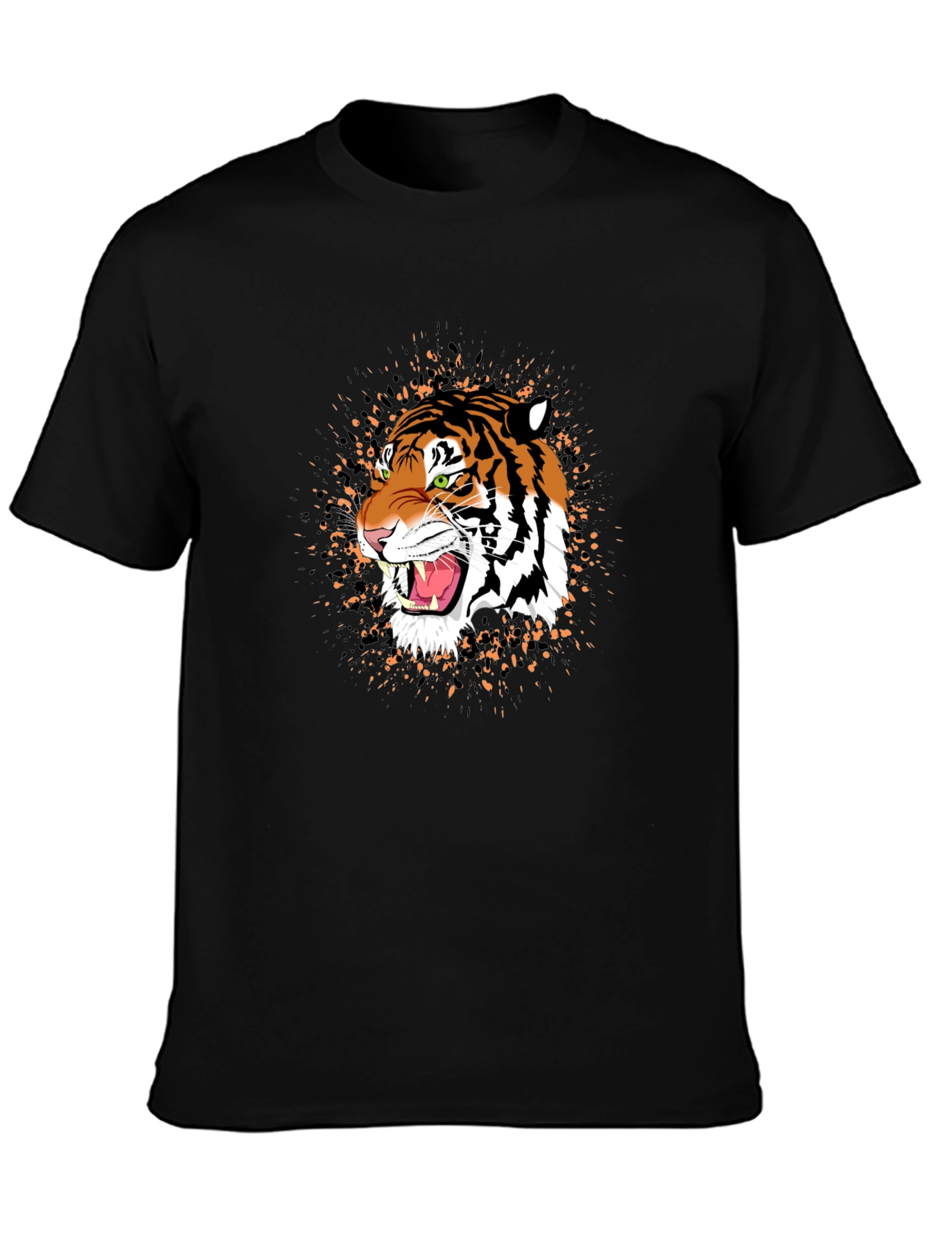 Tiger Graphic Black T-Shirt - Bold Animal Print Tee