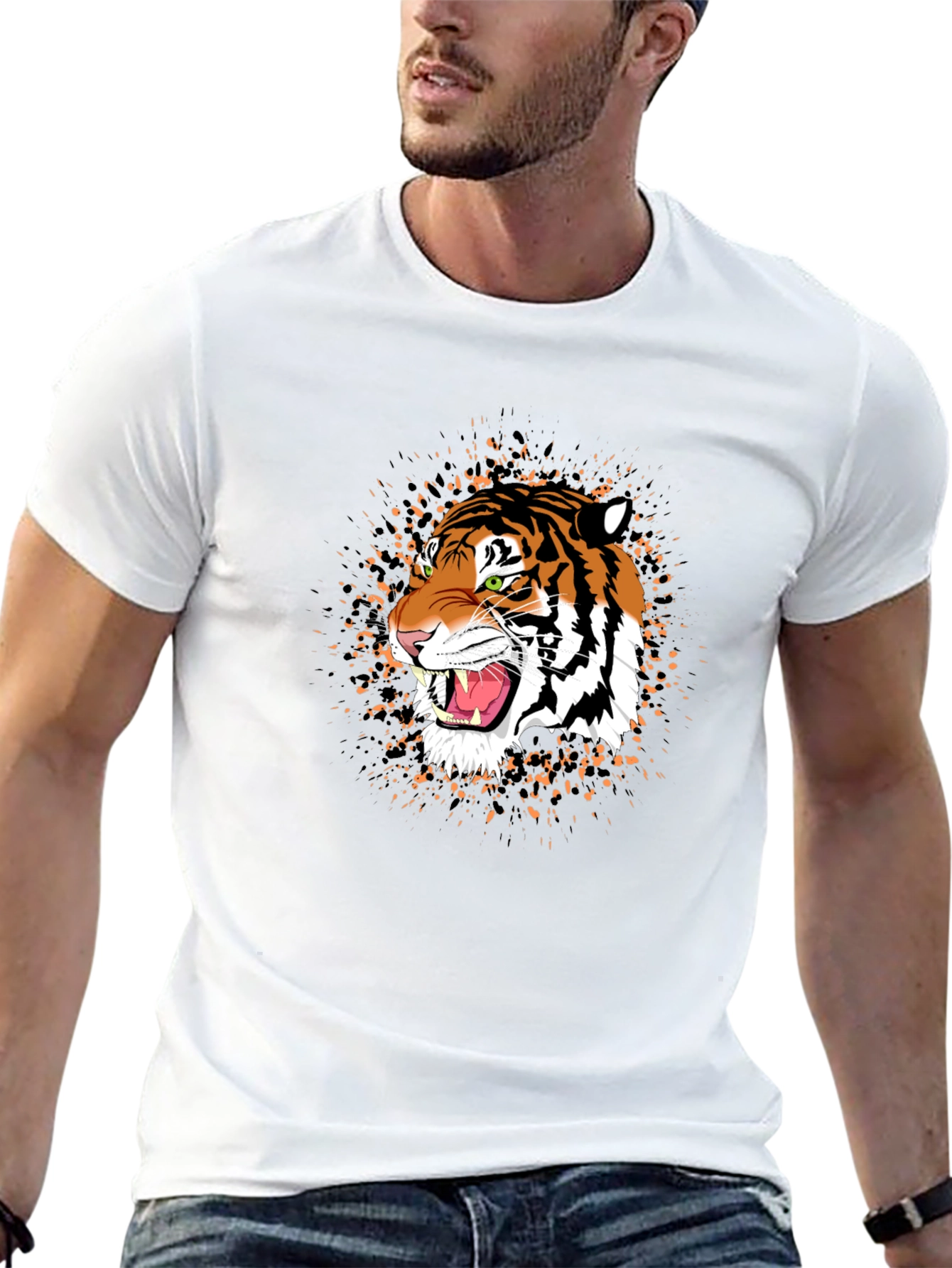 Tiger Graphic Black T-Shirt - Bold Animal Print Tee
