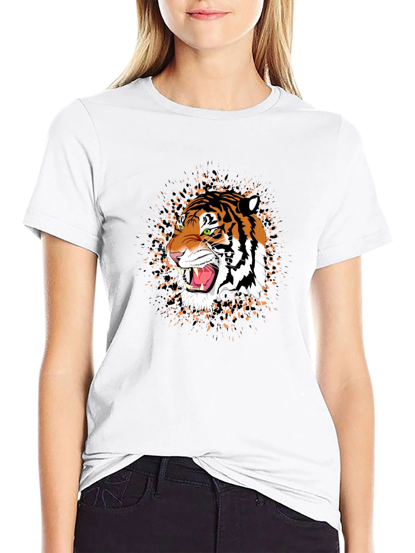 Tiger Graphic Black T-Shirt - Bold Animal Print Tee