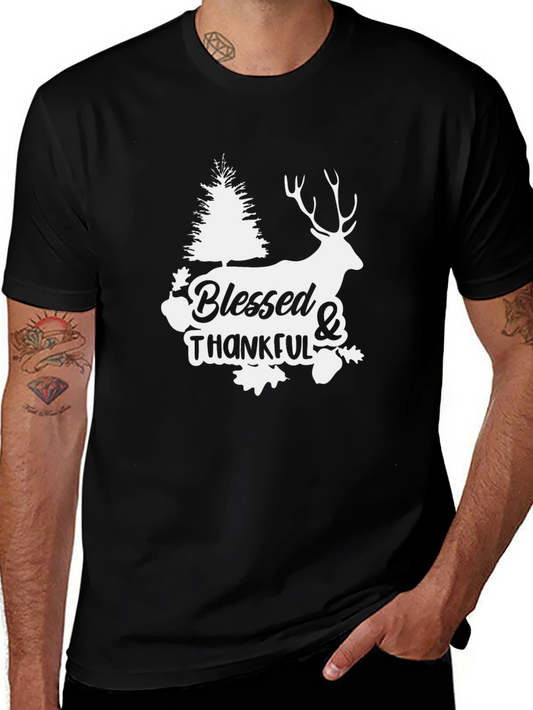 Blessed & Thankful Deer Graphic T-Shirt