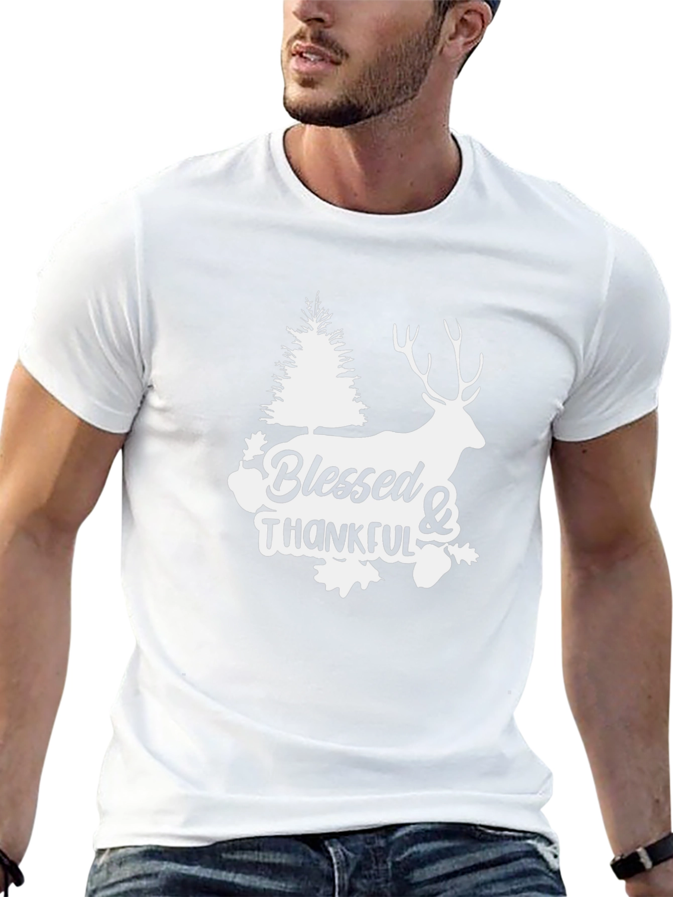 Blessed & Thankful Deer Graphic T-Shirt