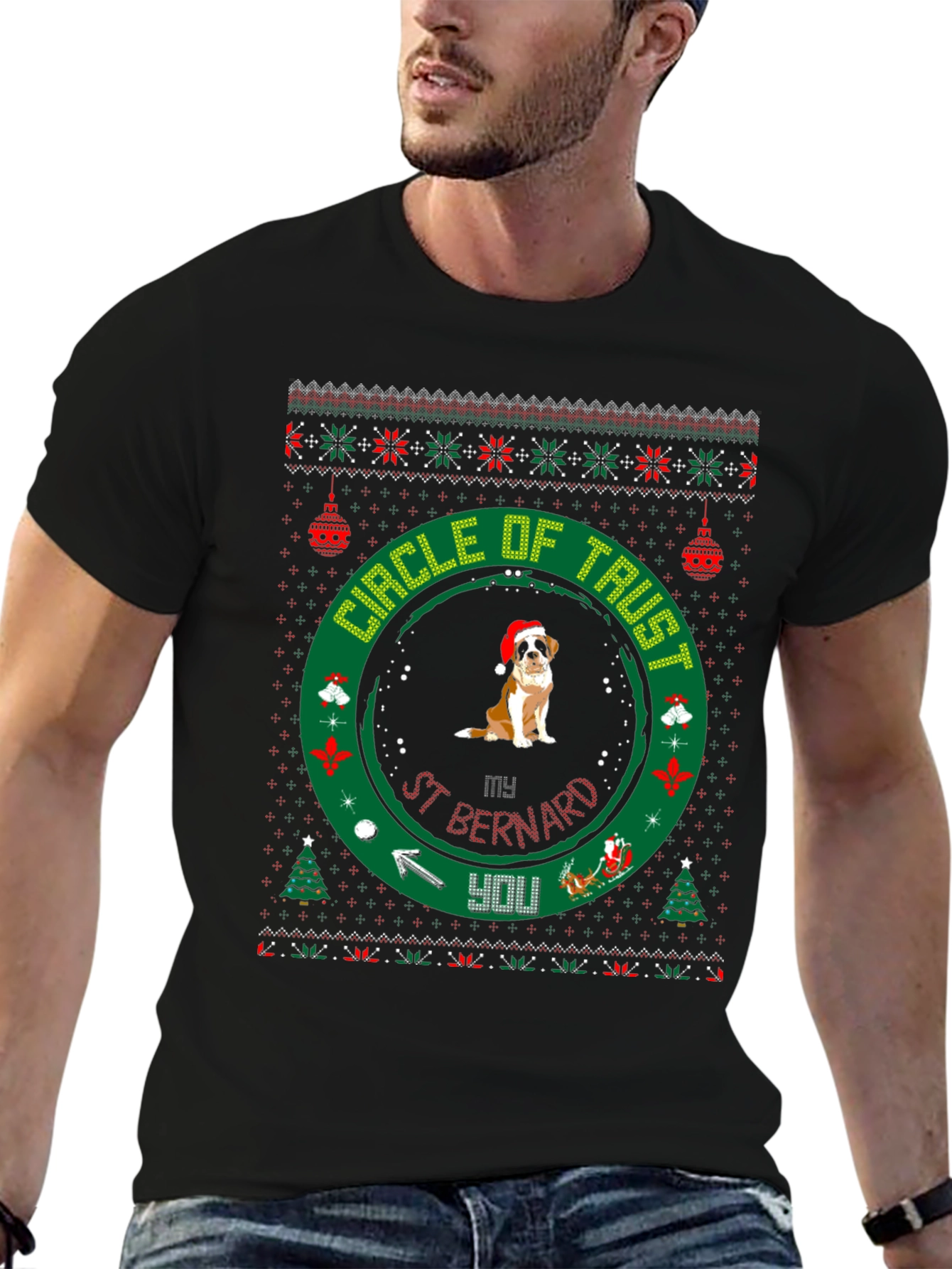 Circle of Trust St. Bernard Christmas T-Shirt