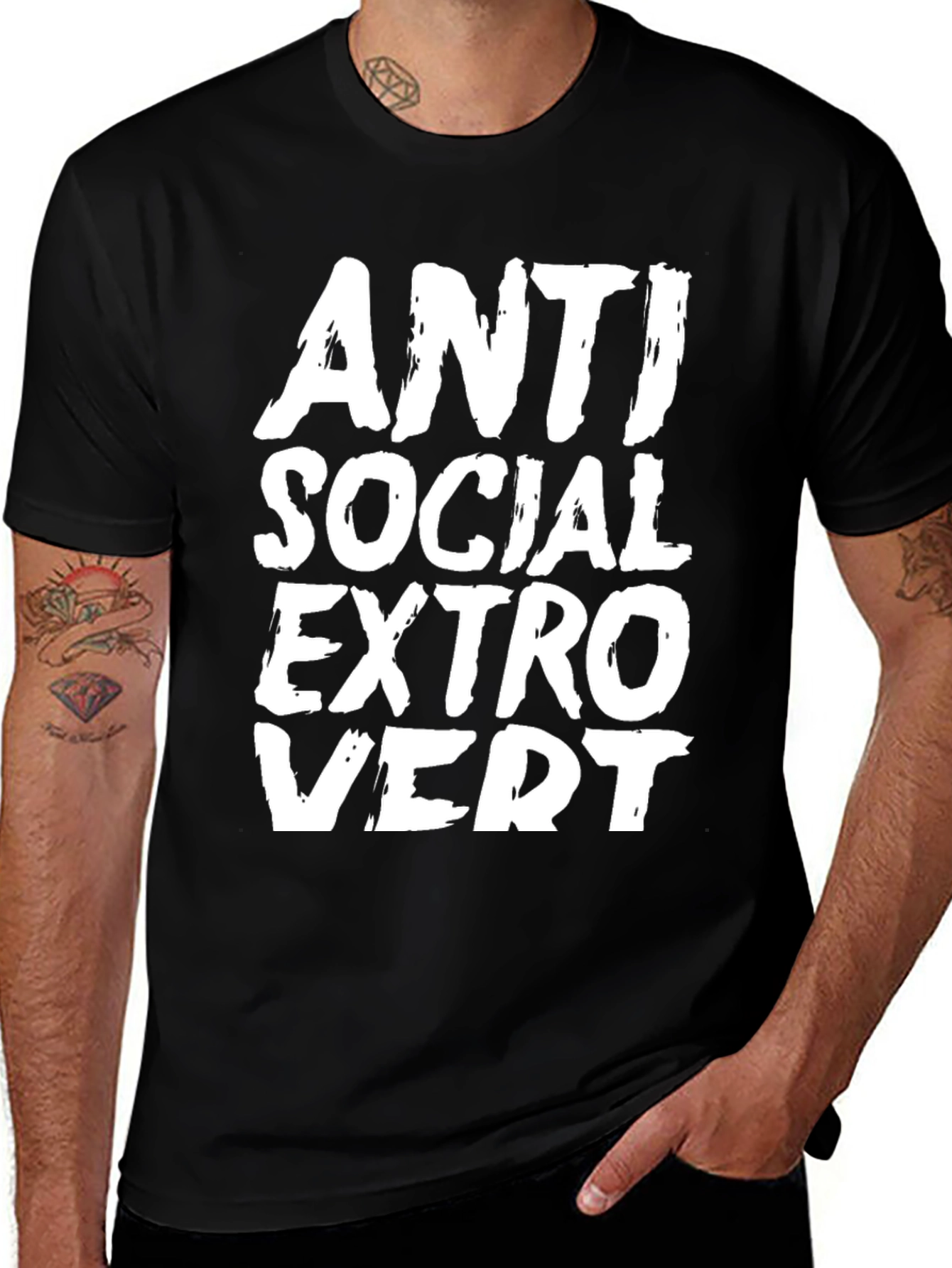 Anti Social Extrovert Graphic Tee - Black Cotton T-Shirt