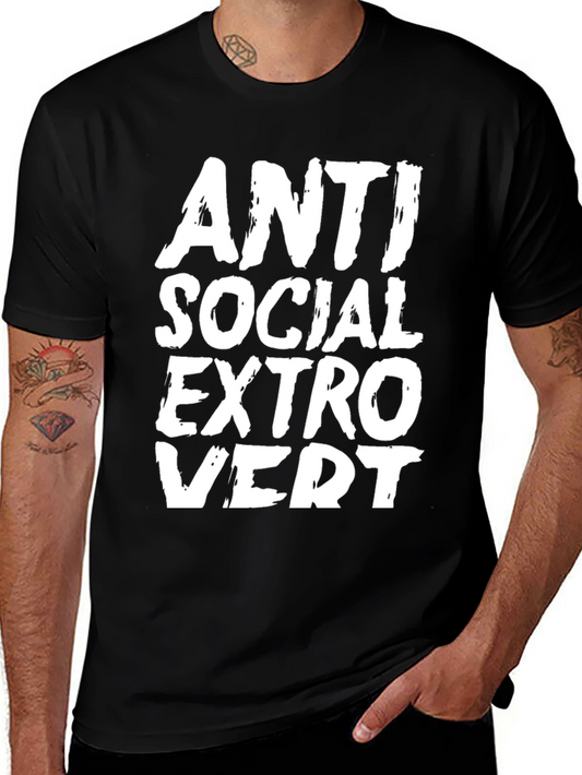 Anti Social Extrovert Graphic Tee - Black Cotton T-Shirt