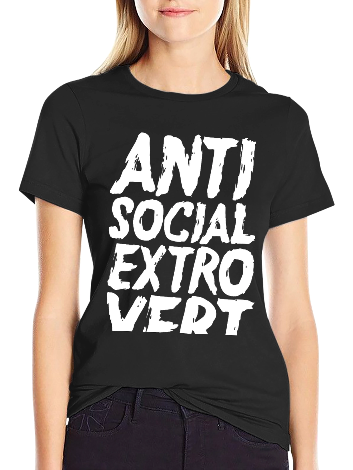 Anti Social Extrovert Graphic Tee - Black Cotton T-Shirt