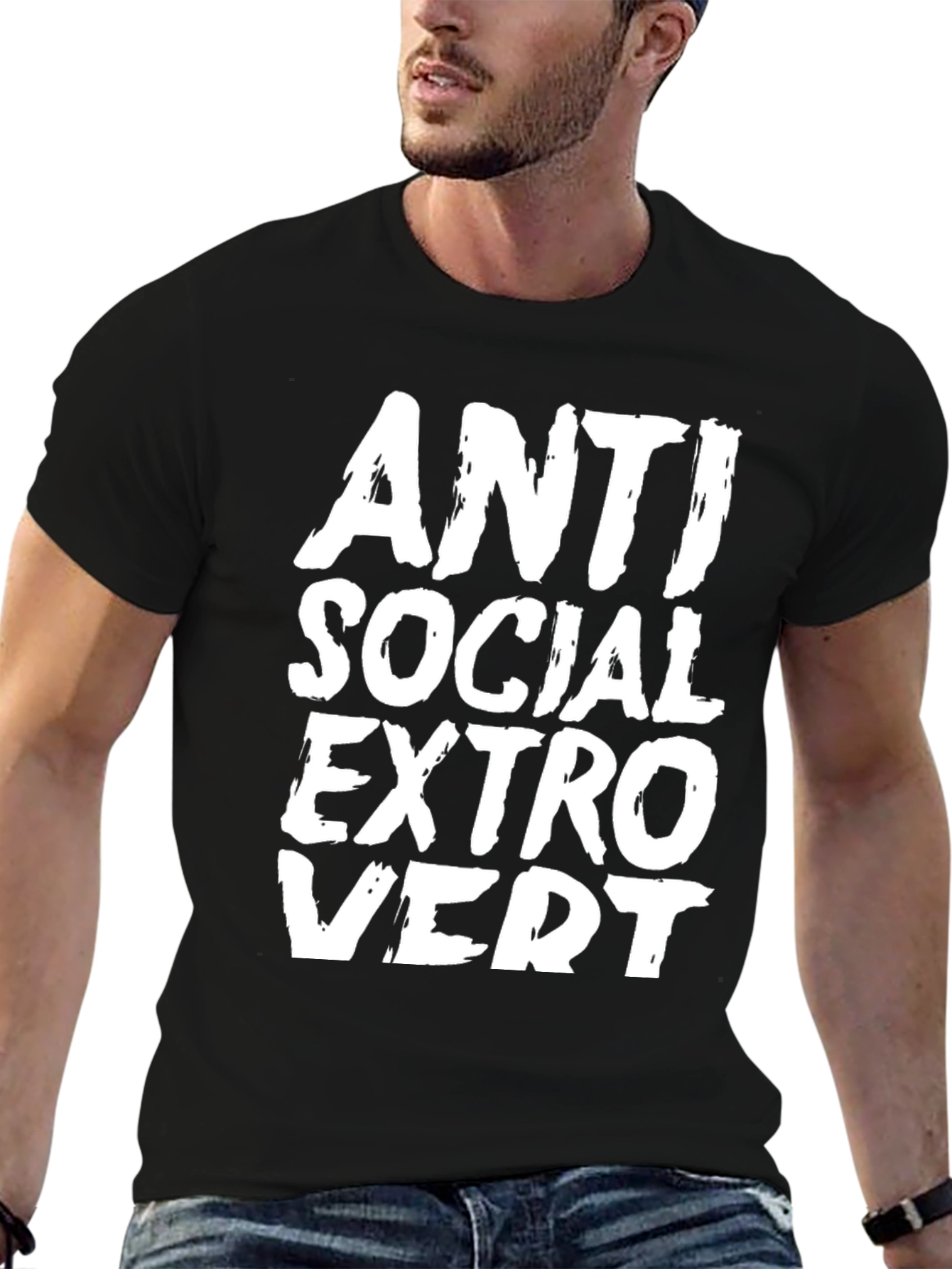 Anti Social Extrovert Graphic Tee - Black Cotton T-Shirt