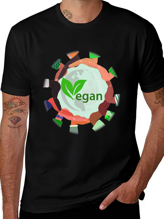 Vegan World Unity Tee - Black Graphic T-Shirt
