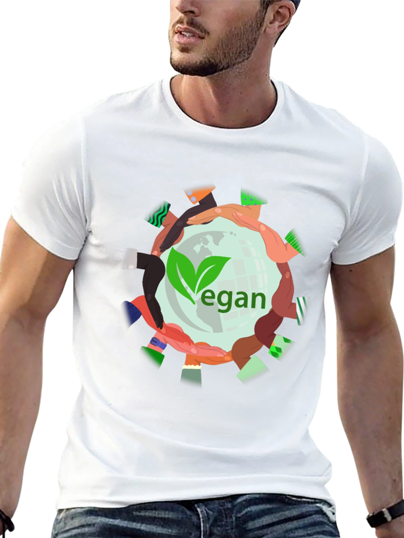 Vegan World Unity Tee - Black Graphic T-Shirt