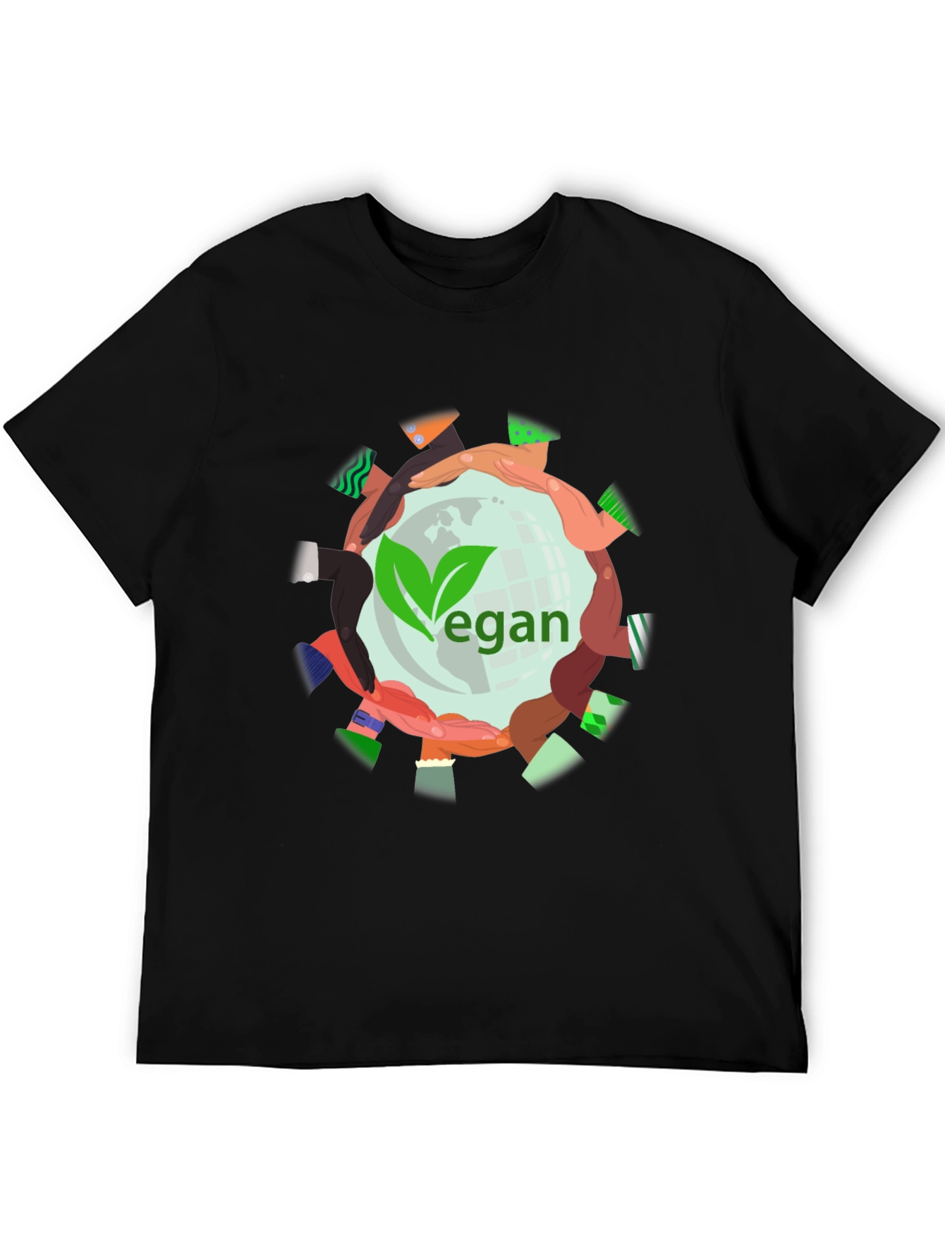 Vegan World Unity Tee - Black Graphic T-Shirt