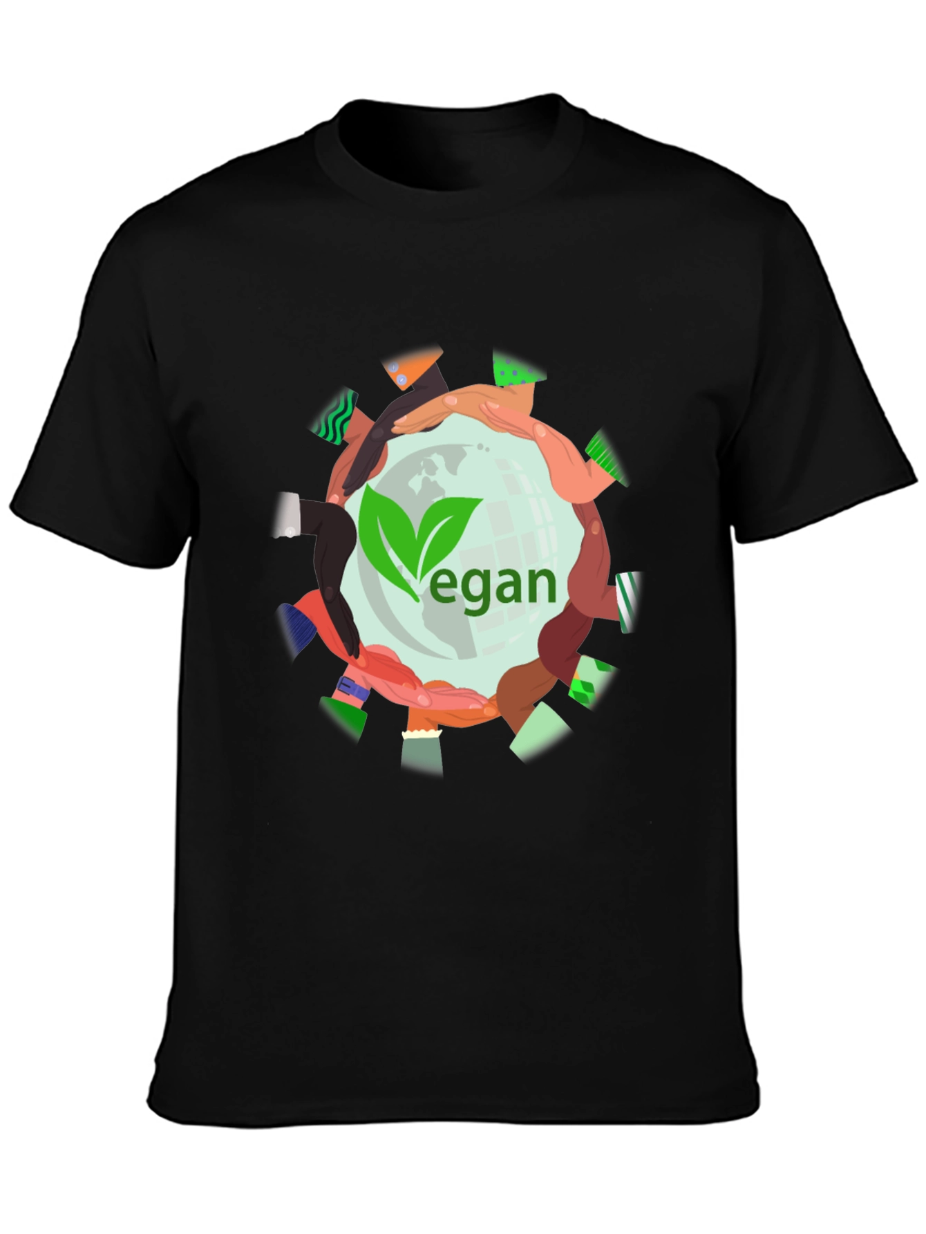 Vegan World Unity Tee - Black Graphic T-Shirt