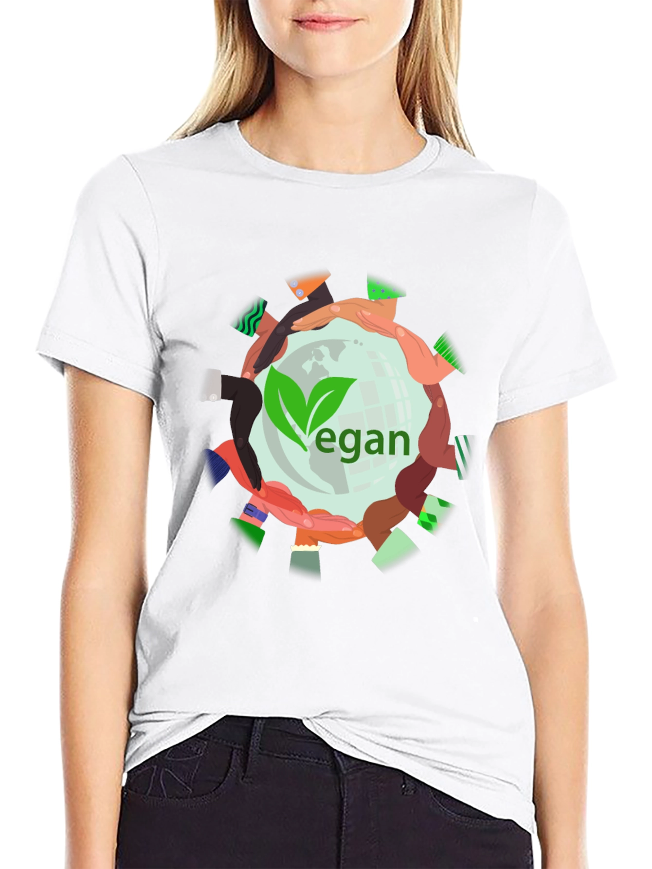 Vegan World Unity Tee - Black Graphic T-Shirt