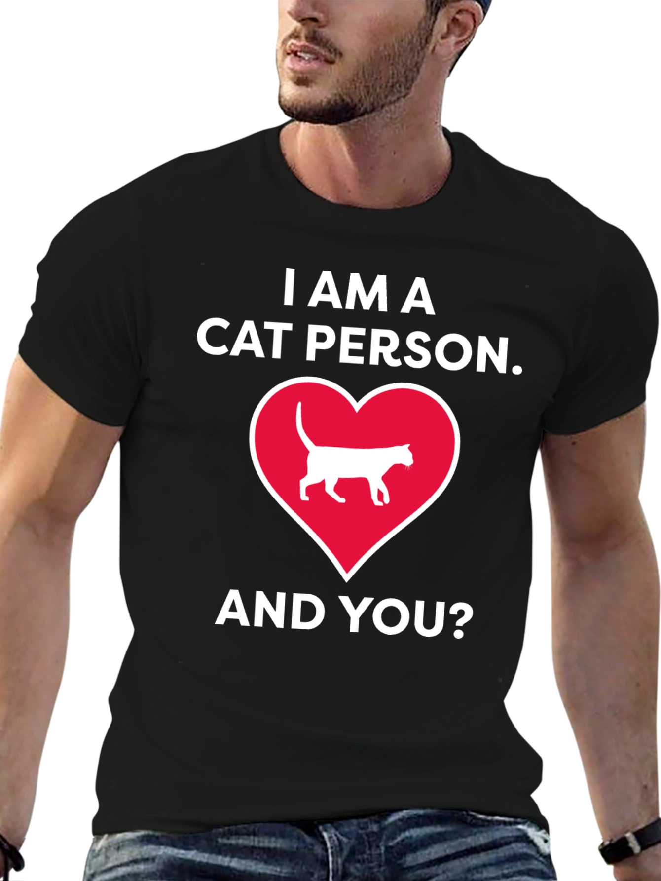 Cat Person T-Shirt - Heart Design