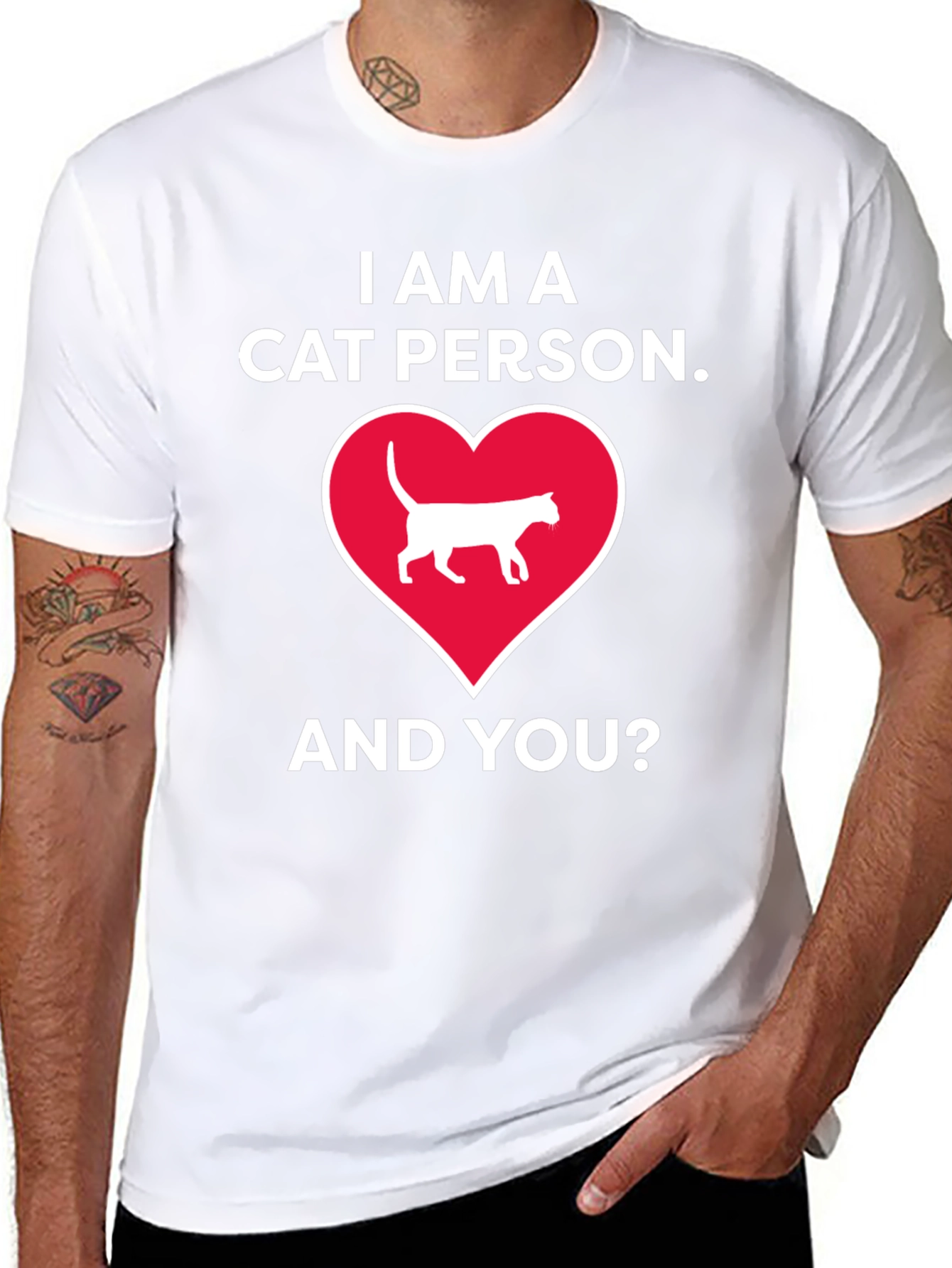 Cat Person T-Shirt - Heart Design