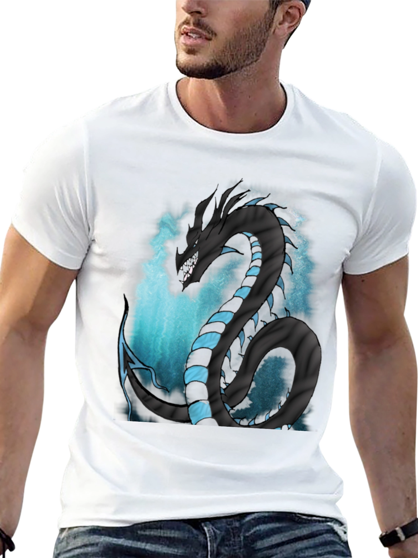 Dragon Serpent Graphic Tee - Mens Black T-Shirt