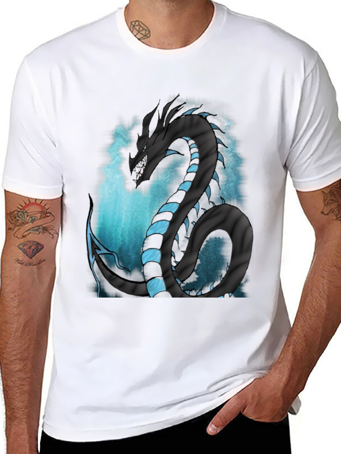 Dragon Serpent Graphic Tee - Mens Black T-Shirt