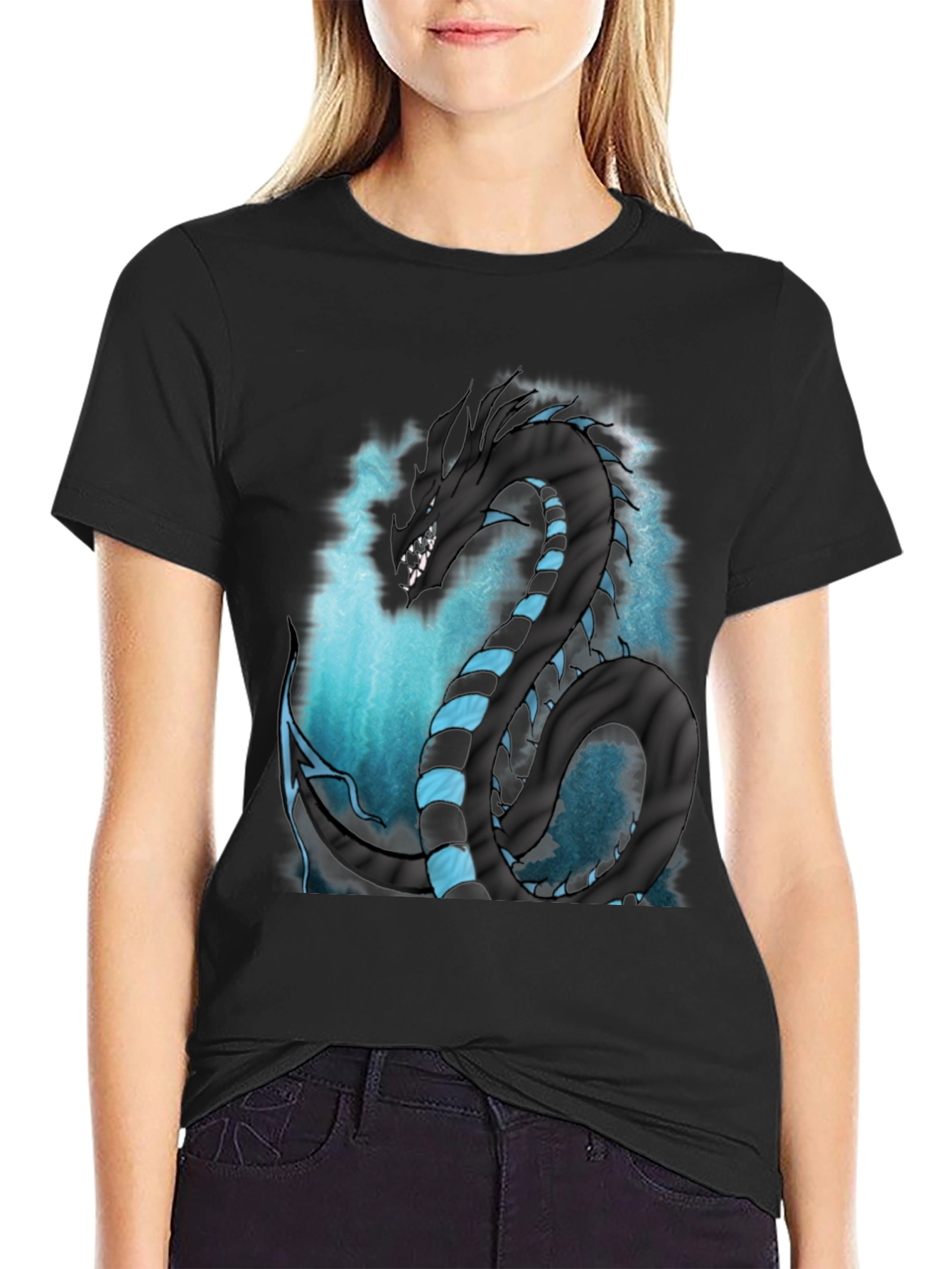 Dragon Serpent Graphic Tee - Mens Black T-Shirt