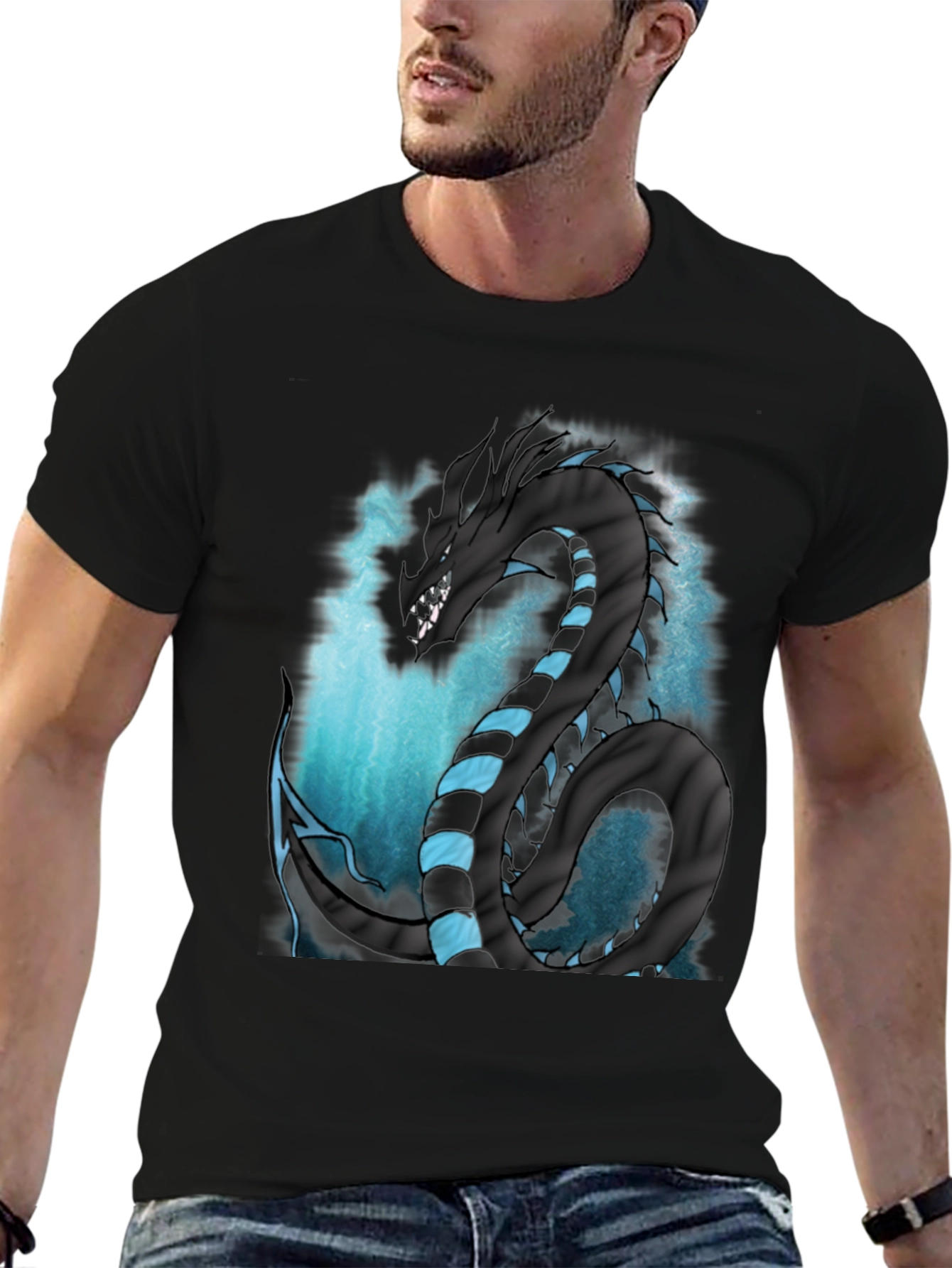 Dragon Serpent Graphic Tee - Mens Black T-Shirt