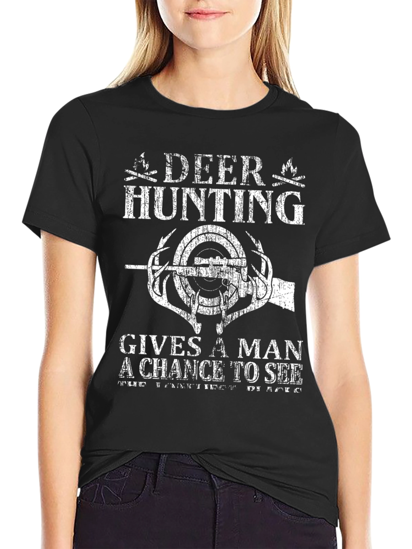 Deer Hunting Graphic T-Shirt - Mens Black Tee
