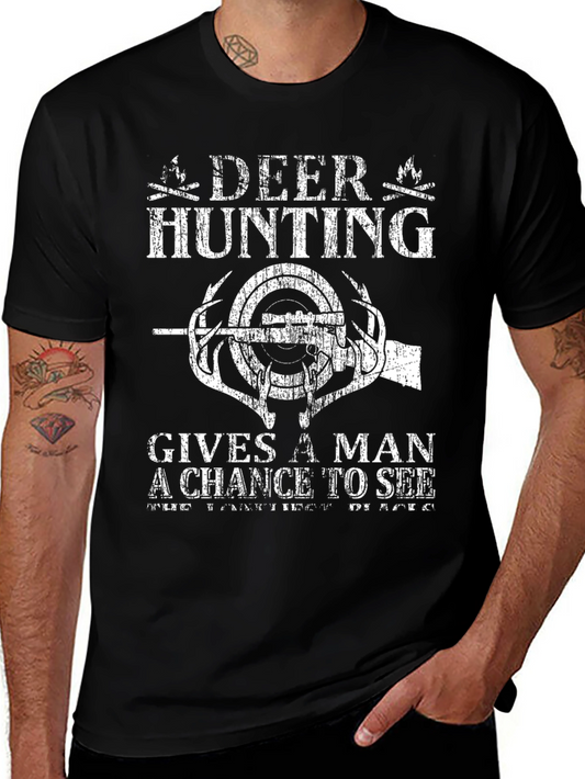 Deer Hunting Graphic T-Shirt - Mens Black Tee