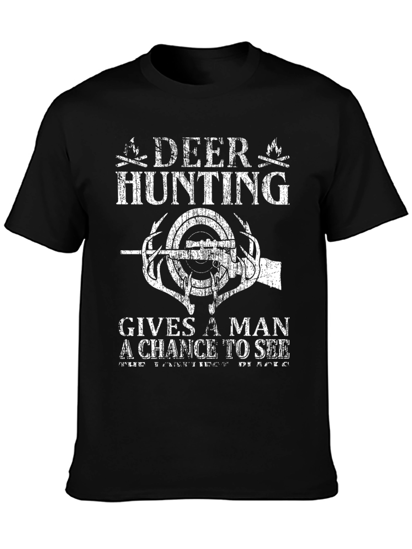 Deer Hunting Graphic T-Shirt - Mens Black Tee