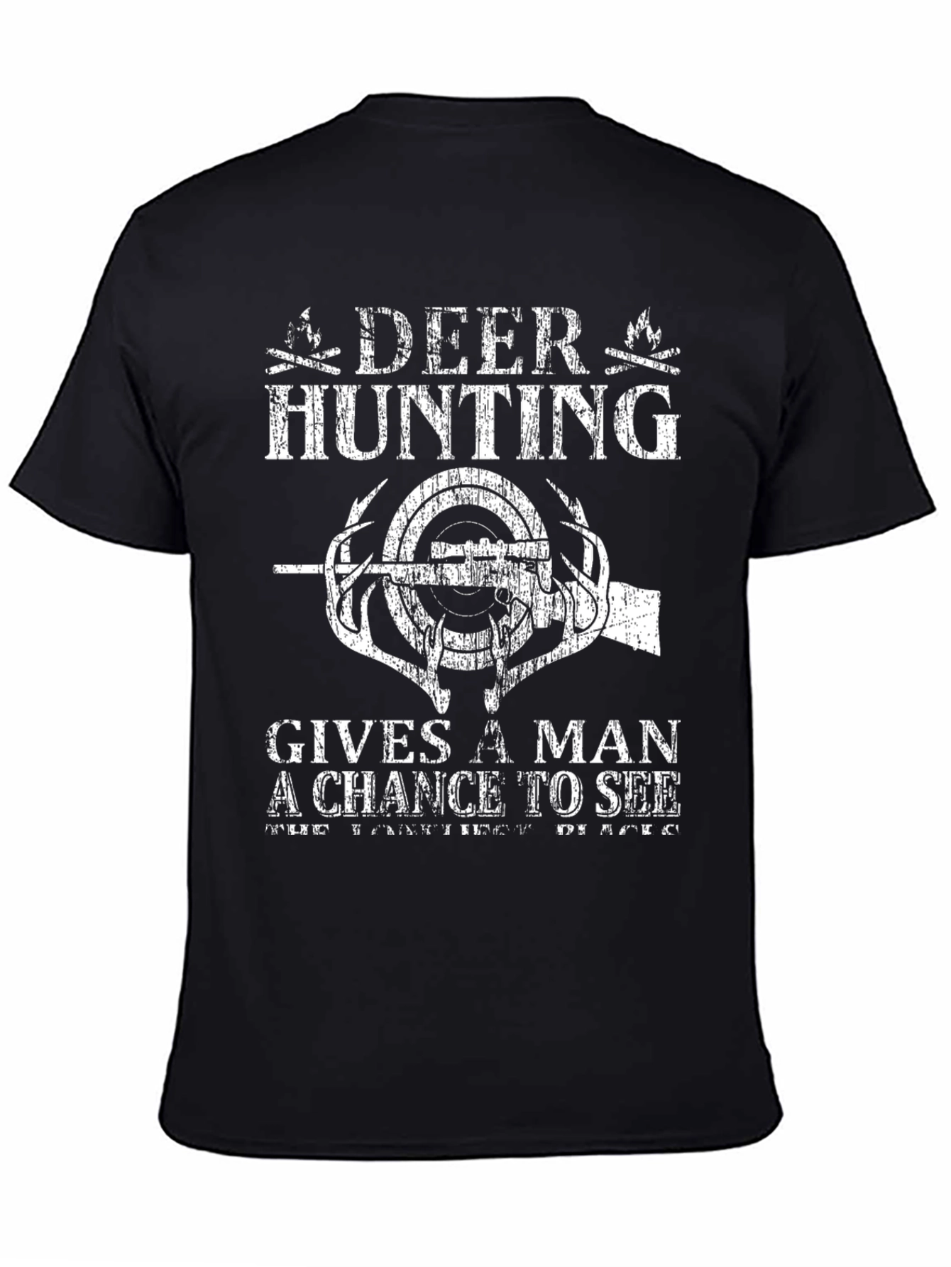 Deer Hunting Graphic T-Shirt - Mens Black Tee
