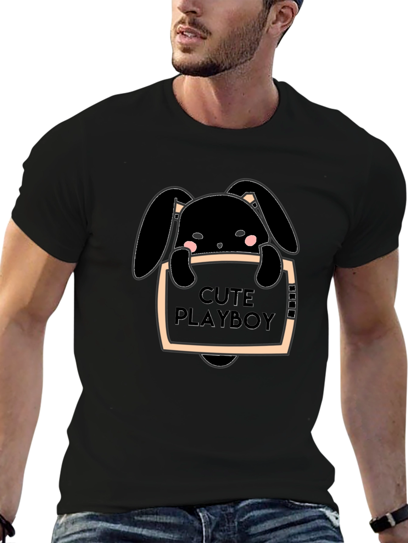 Cute Playboy Bunny Graphic T-Shirt