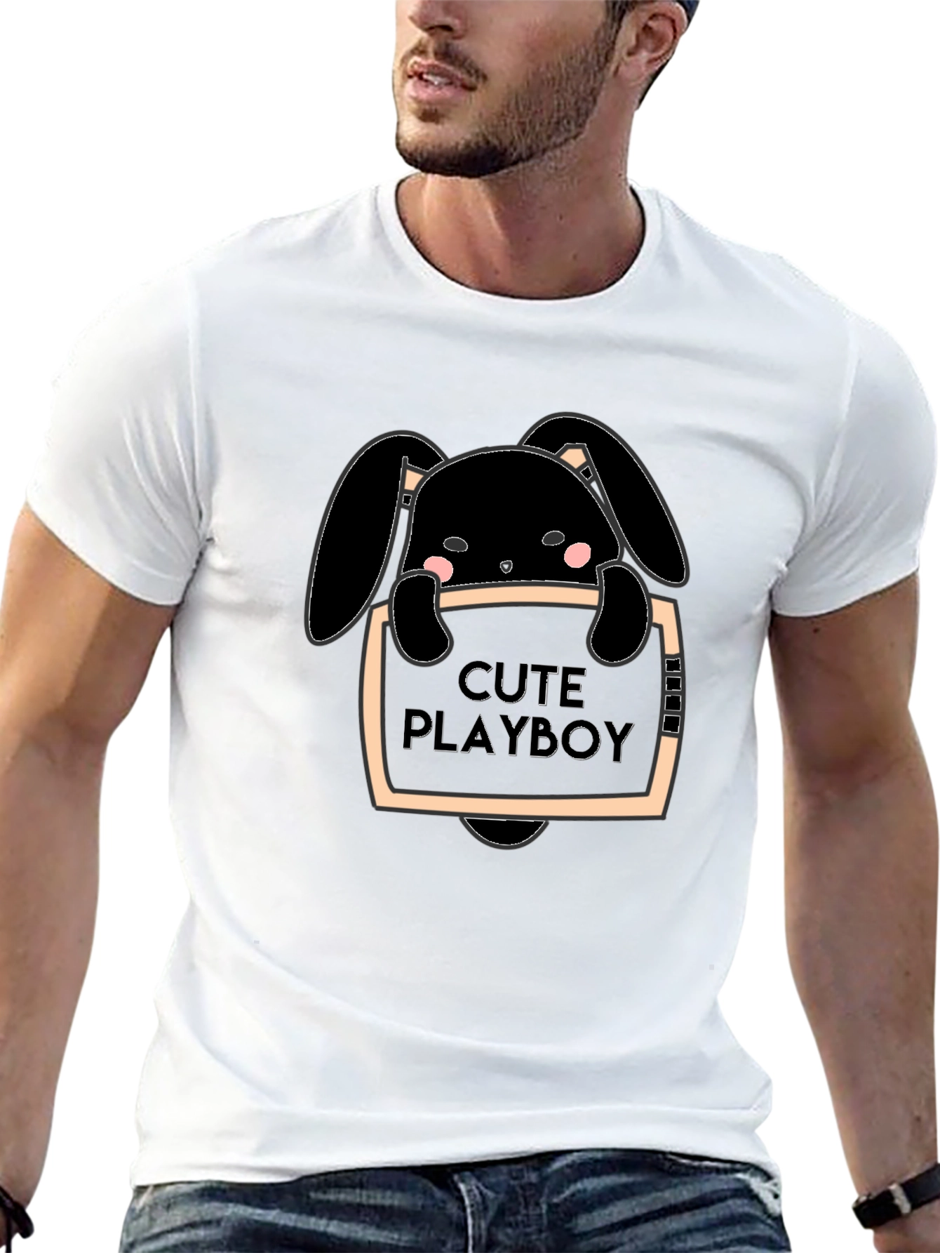 Cute Playboy Bunny Graphic T-Shirt