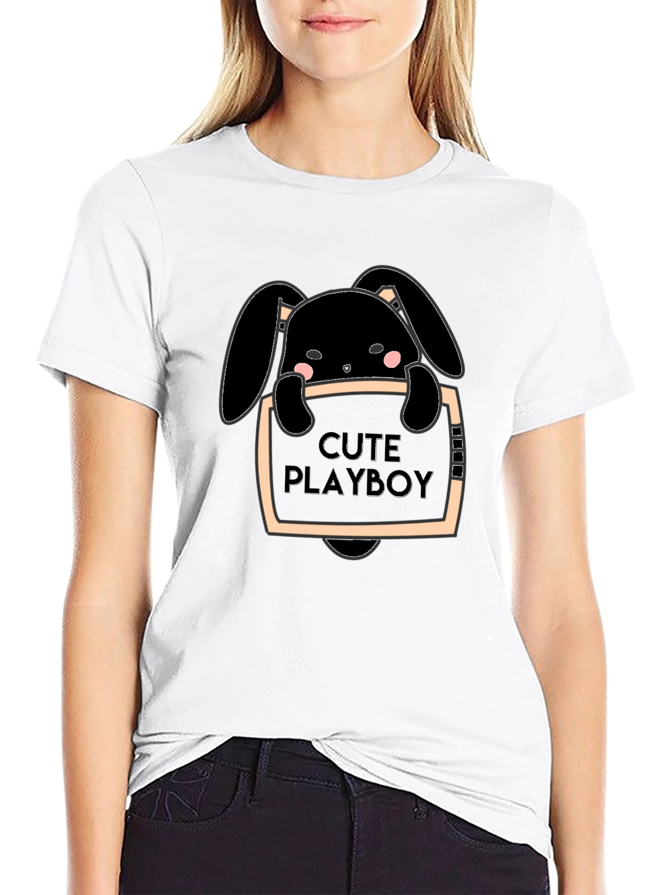 Cute Playboy Bunny Graphic T-Shirt