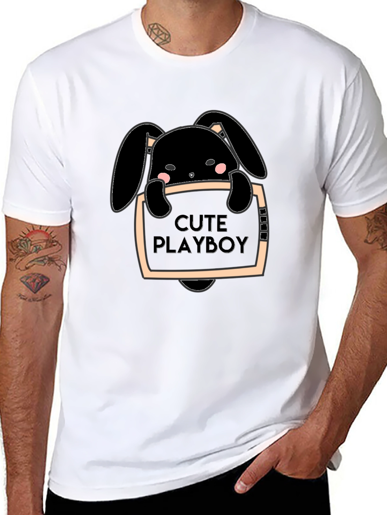Cute Playboy Bunny Graphic T-Shirt