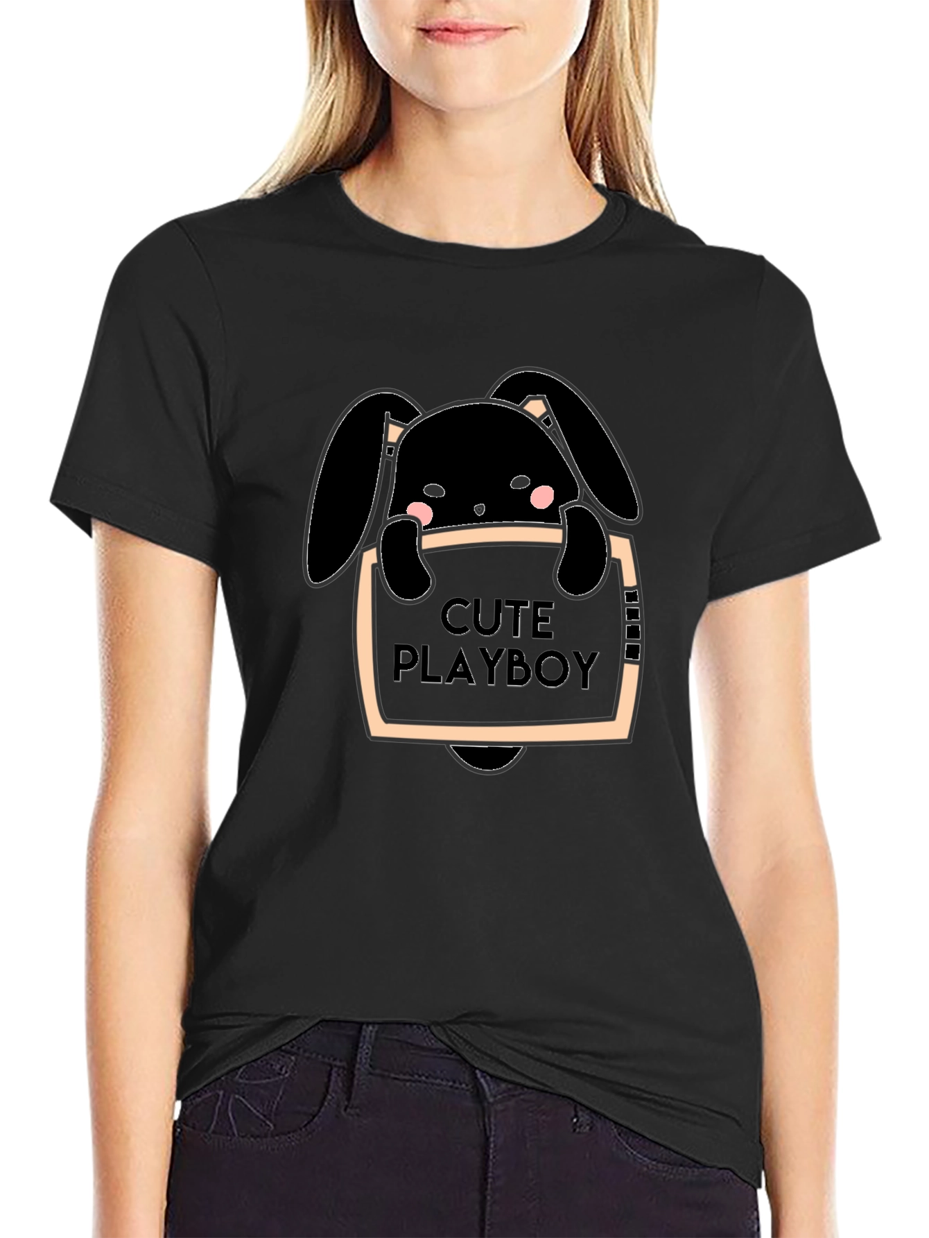 Cute Playboy Bunny Graphic T-Shirt