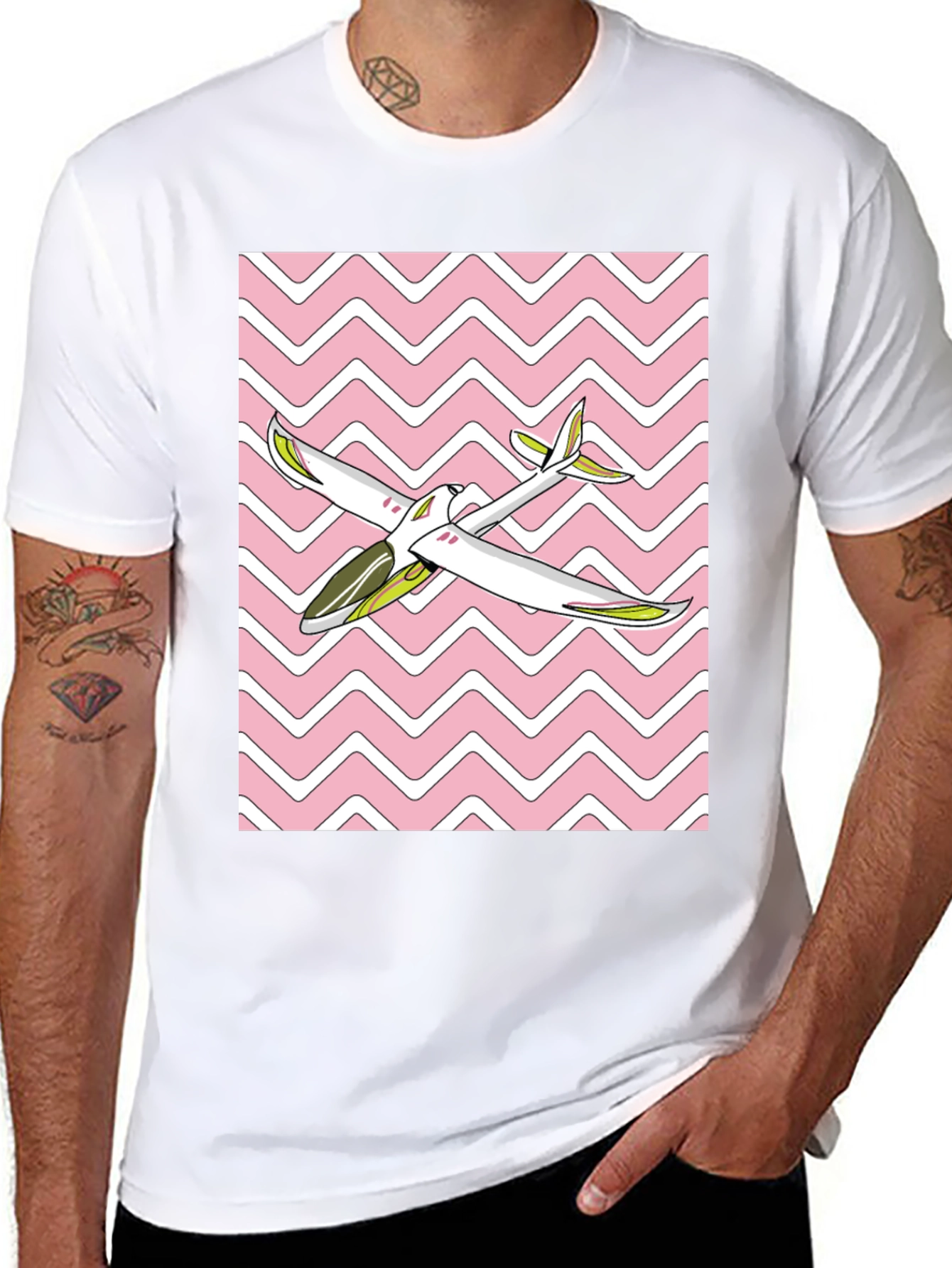 Retro Airplane Graphic Tee - Black