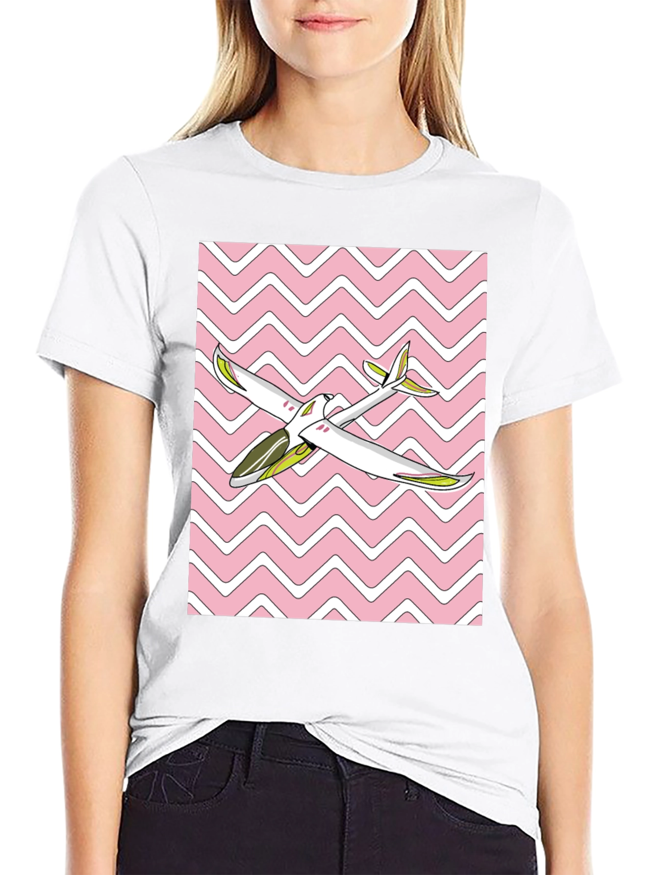 Retro Airplane Graphic Tee - Black