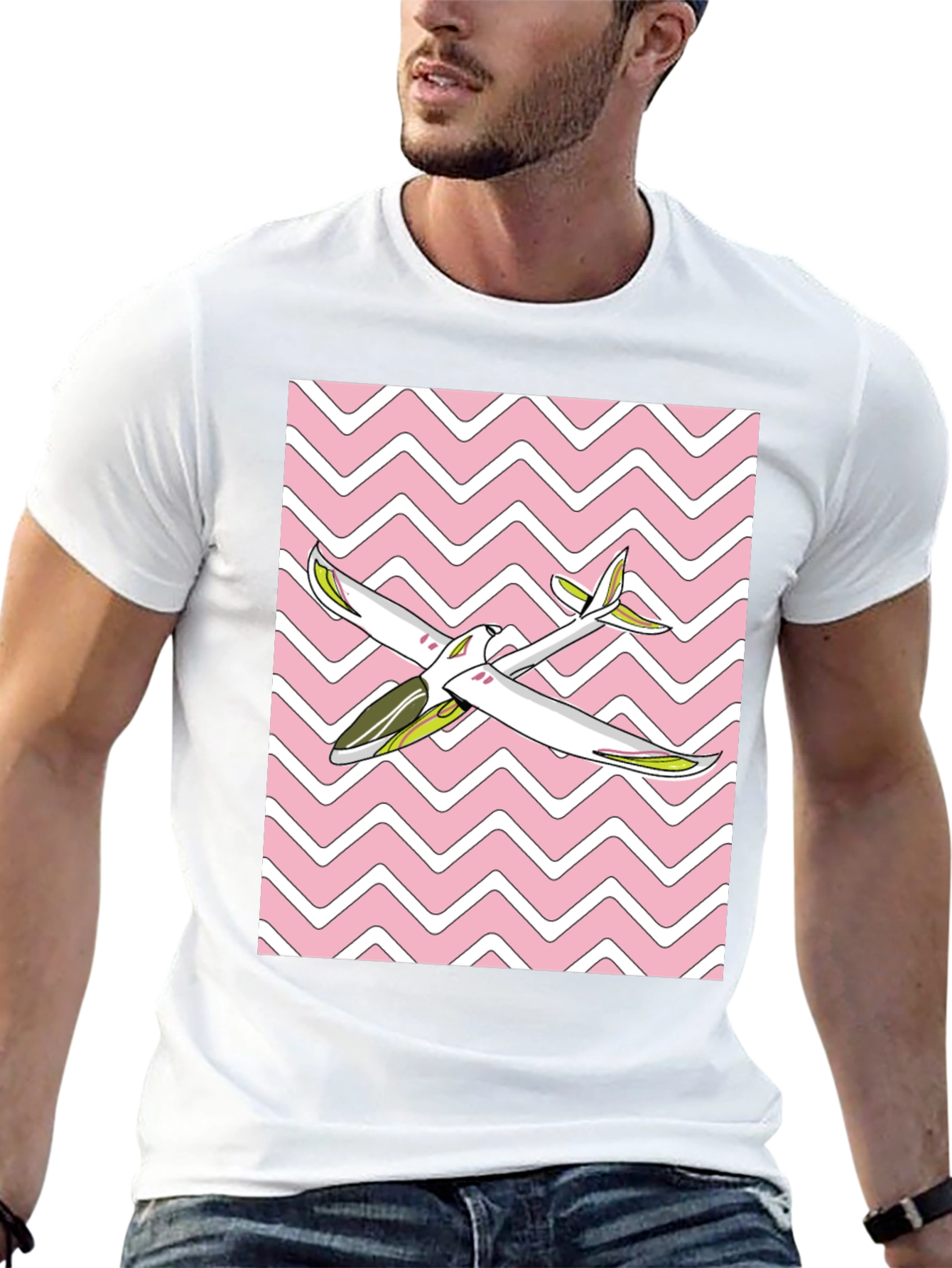 Retro Airplane Graphic Tee - Black