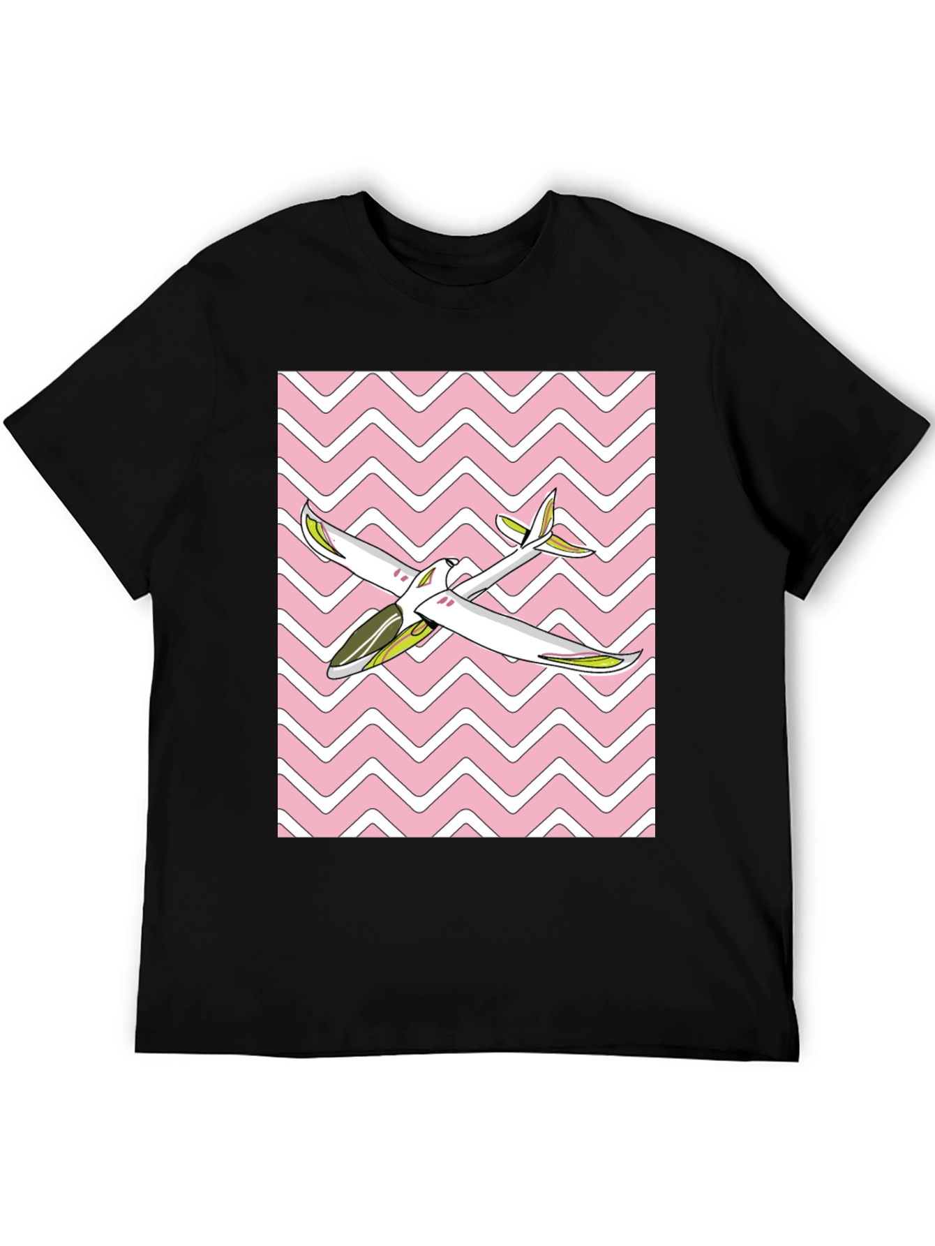 Retro Airplane Graphic Tee - Black