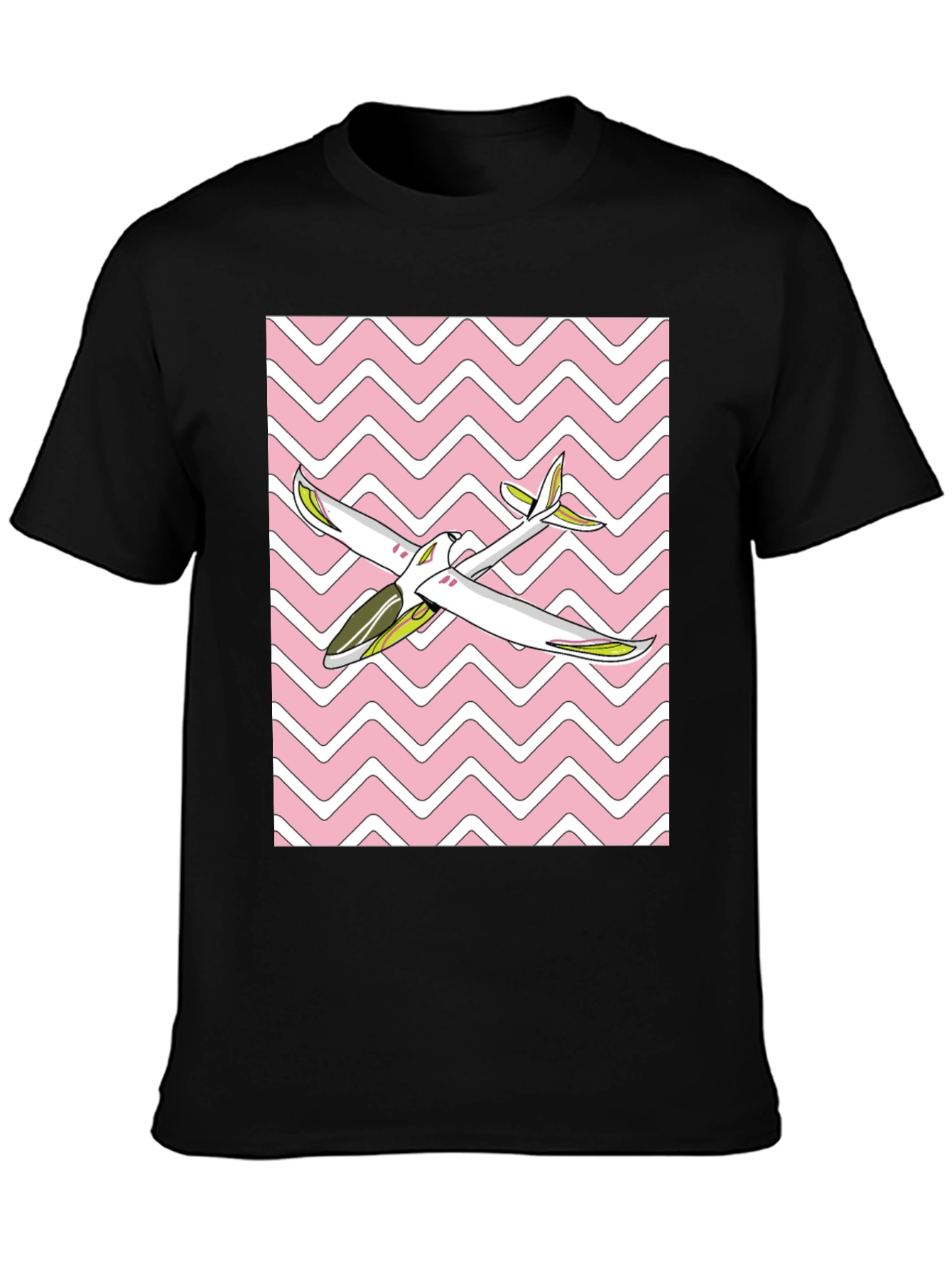 Retro Airplane Graphic Tee - Black