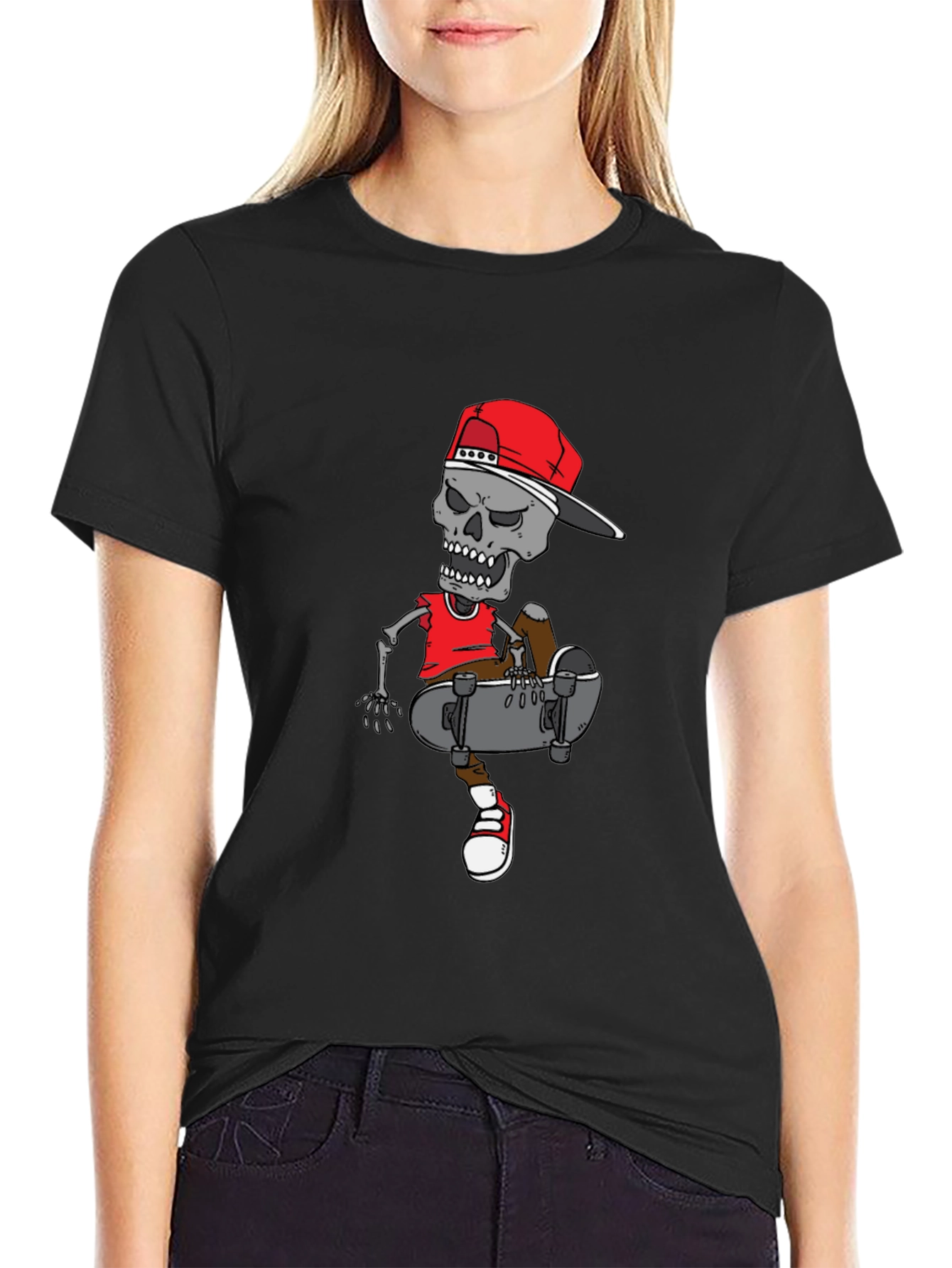 Skater Skeleton Graphic Tee - Cool Casual Wear