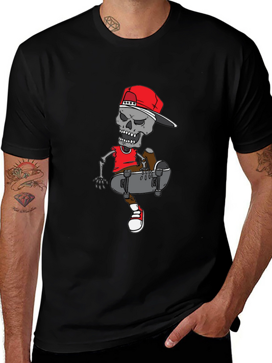 Skater Skeleton Graphic Tee - Cool Casual Wear