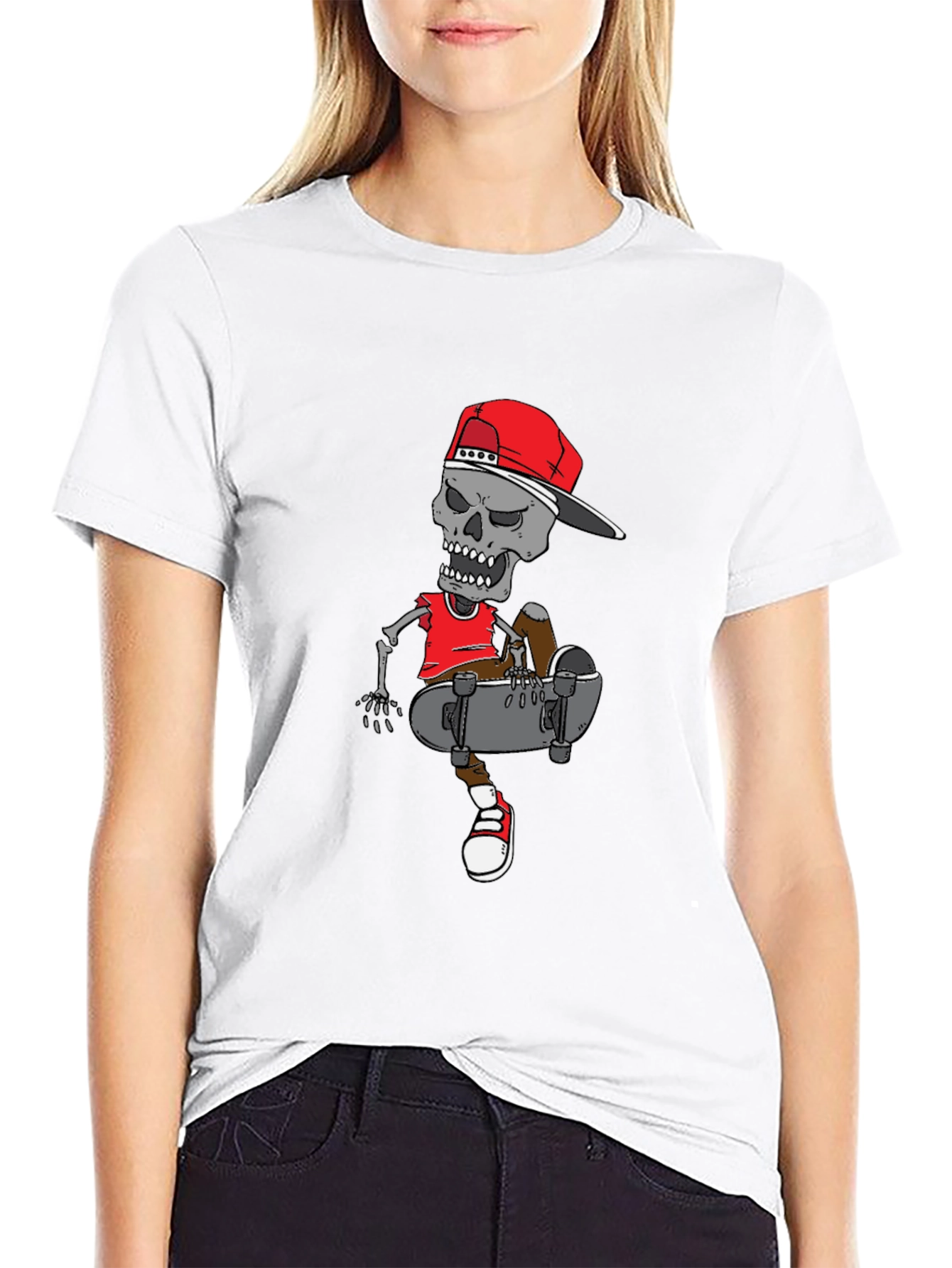 Skater Skeleton Graphic Tee - Cool Casual Wear