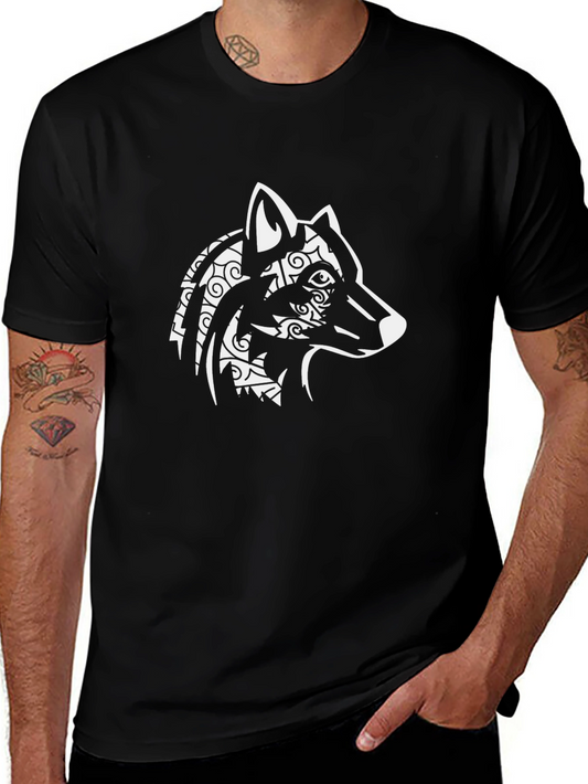 Wolf Graphic Print Black T-Shirt