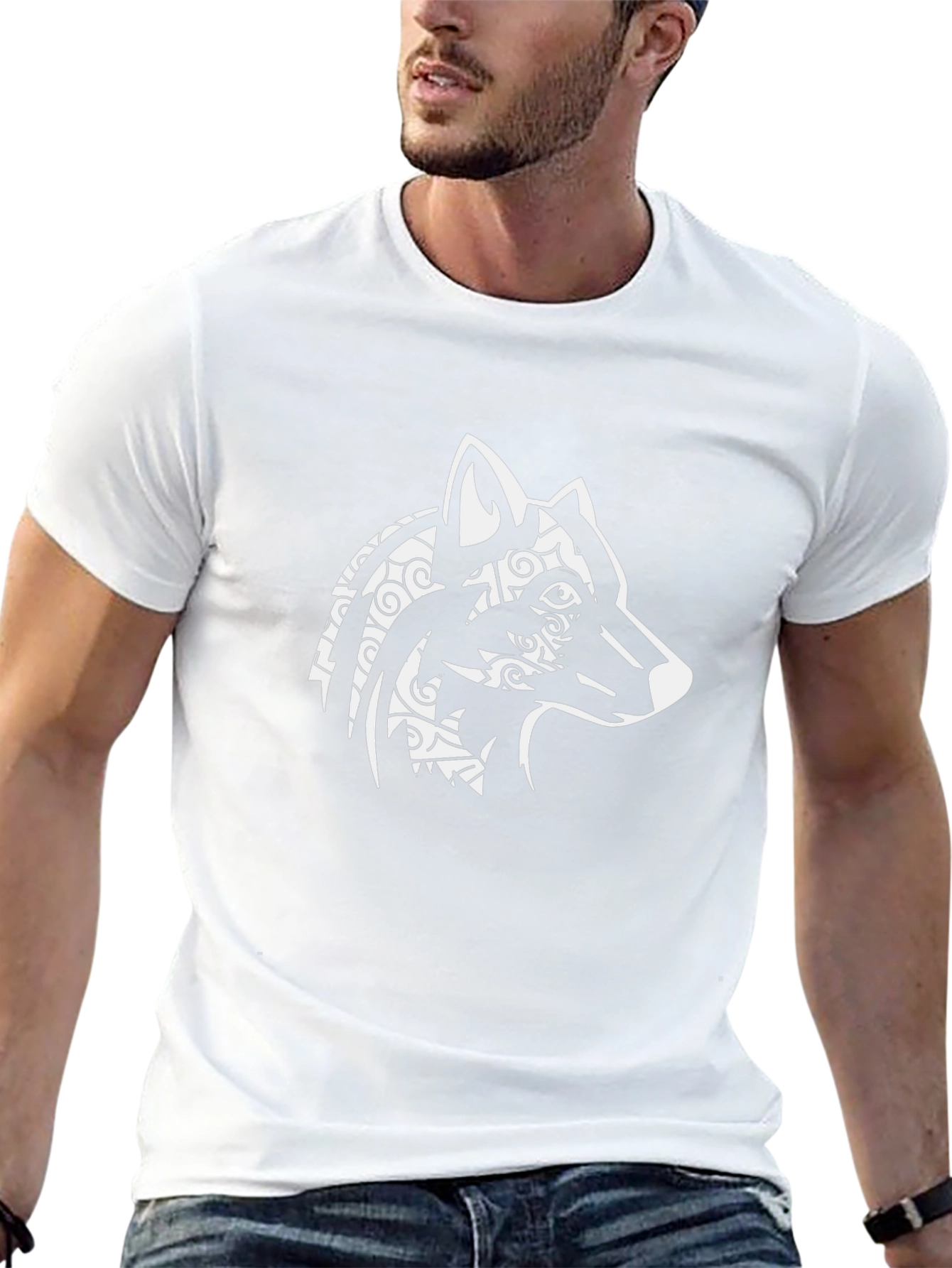 Wolf Graphic Print Black T-Shirt